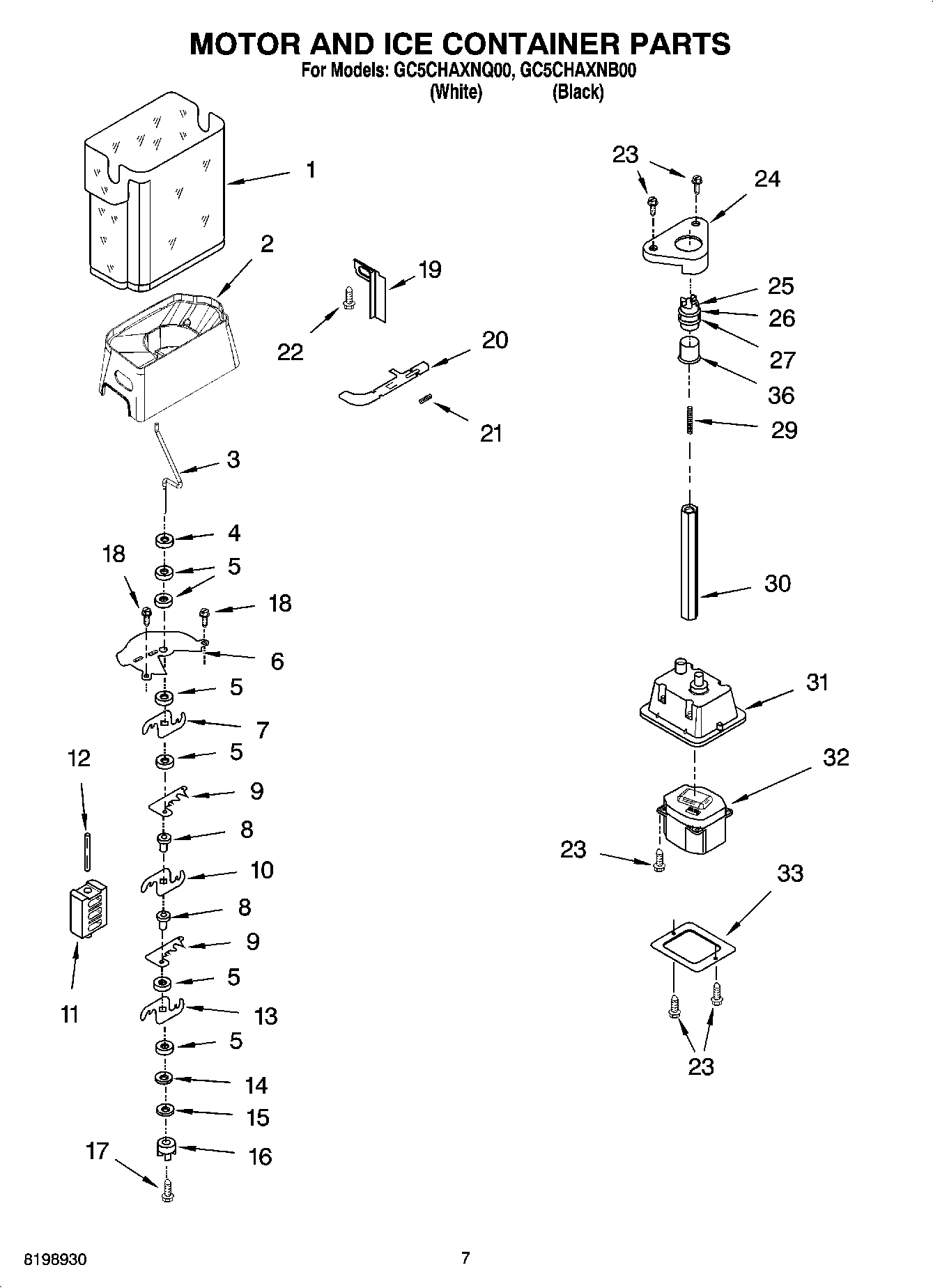 05 - MOTOR AND ICE CONTAINER PARTS