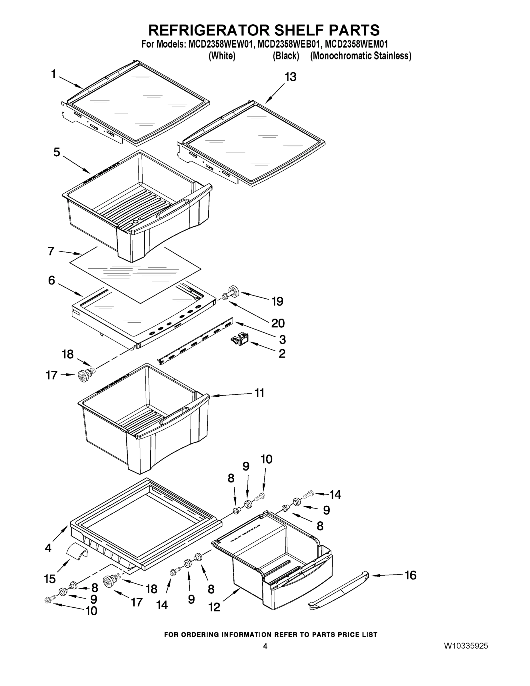 03 - REFRIGERATOR SHELF PARTS