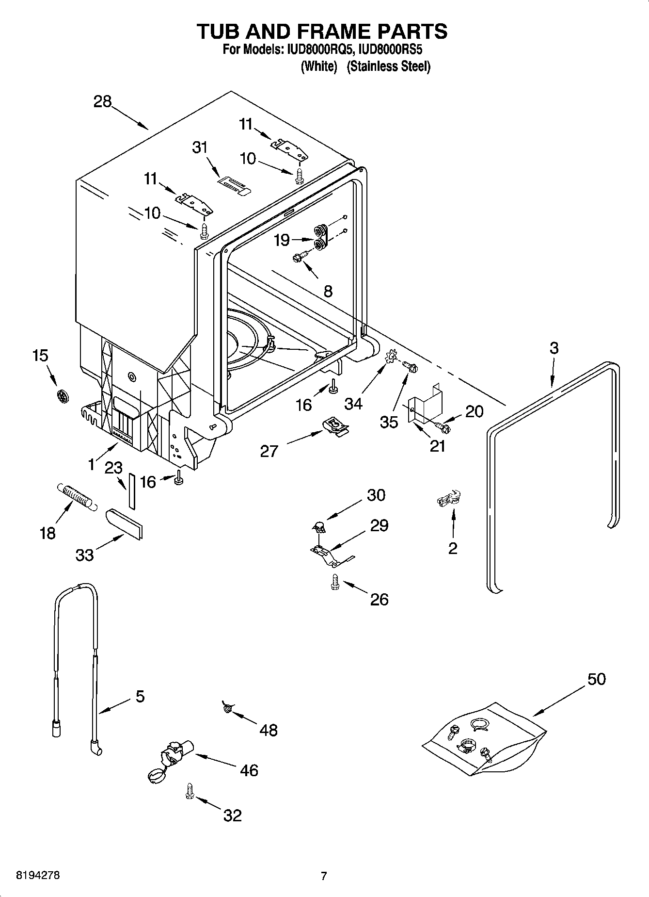 07 - TUB AND FRAME PARTS