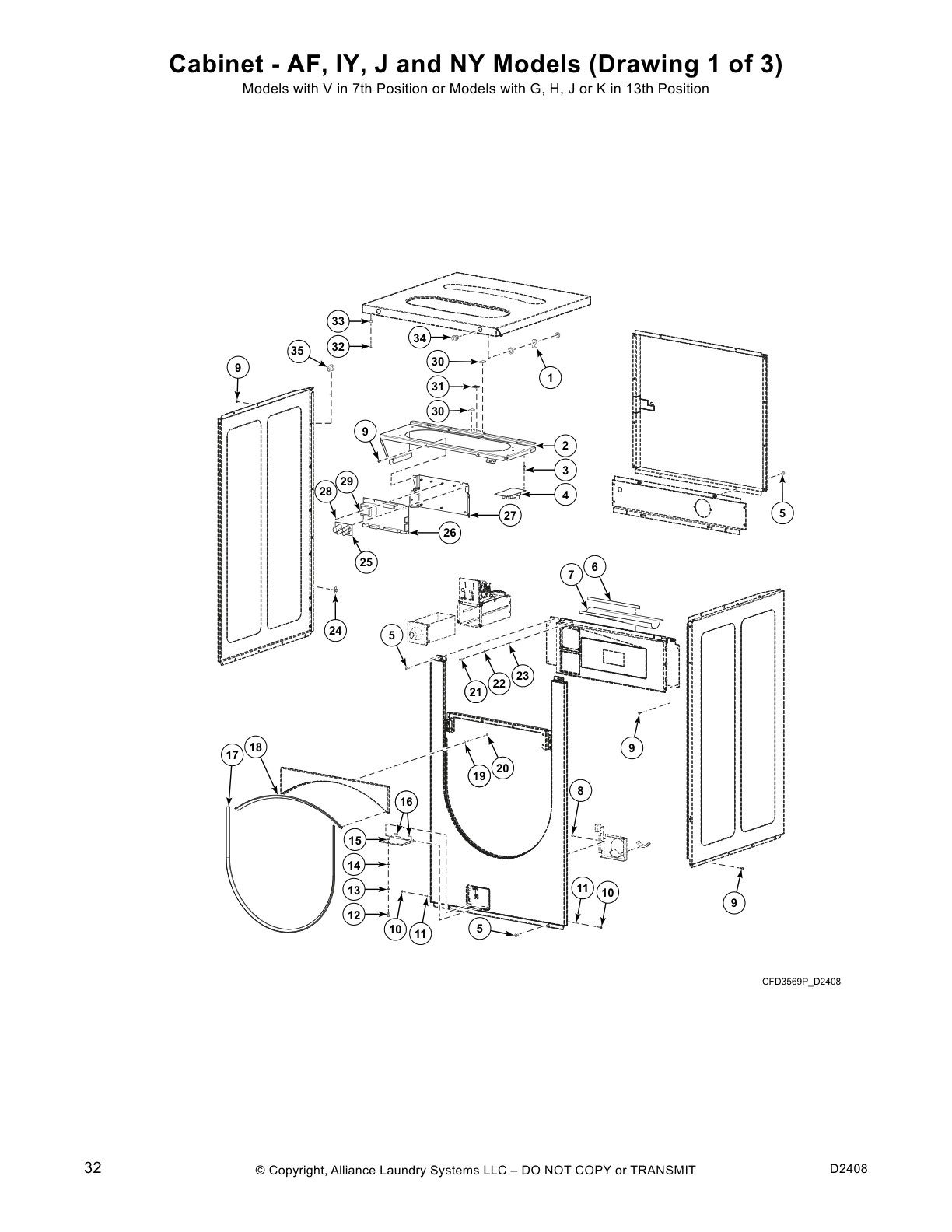 Cabinet - AF, IY, J and NY Models (Drawing 1 of 3)