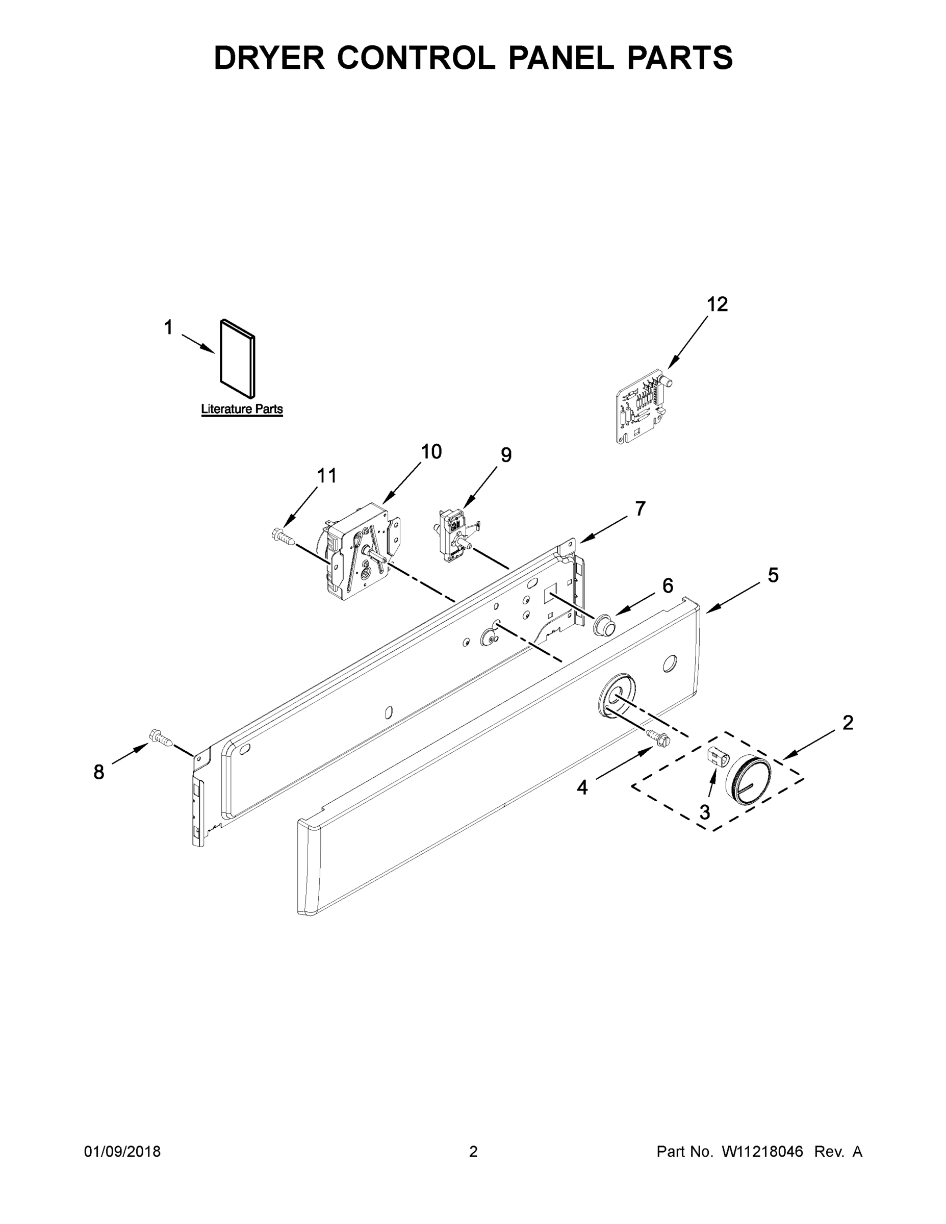 02 - DRYER CONTROL PANEL PARTS