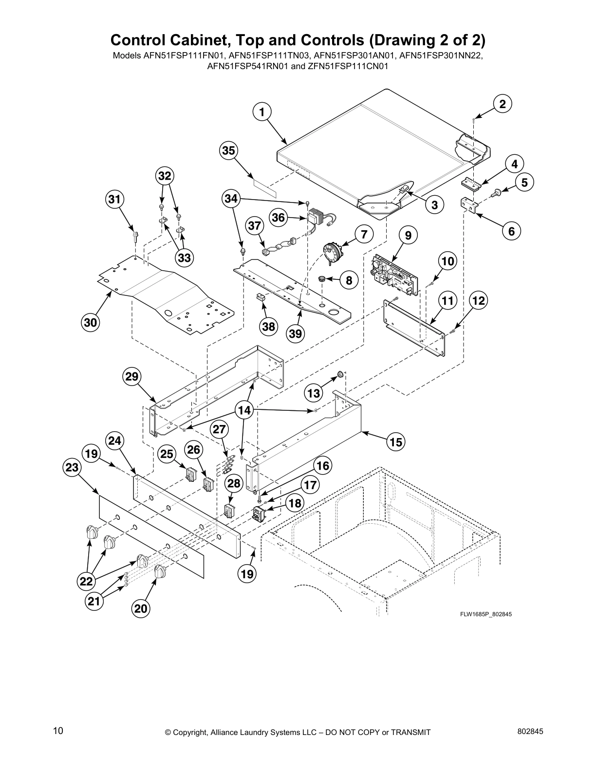 Control Cabinet, Top and Controls (Drawing 2 of 2)