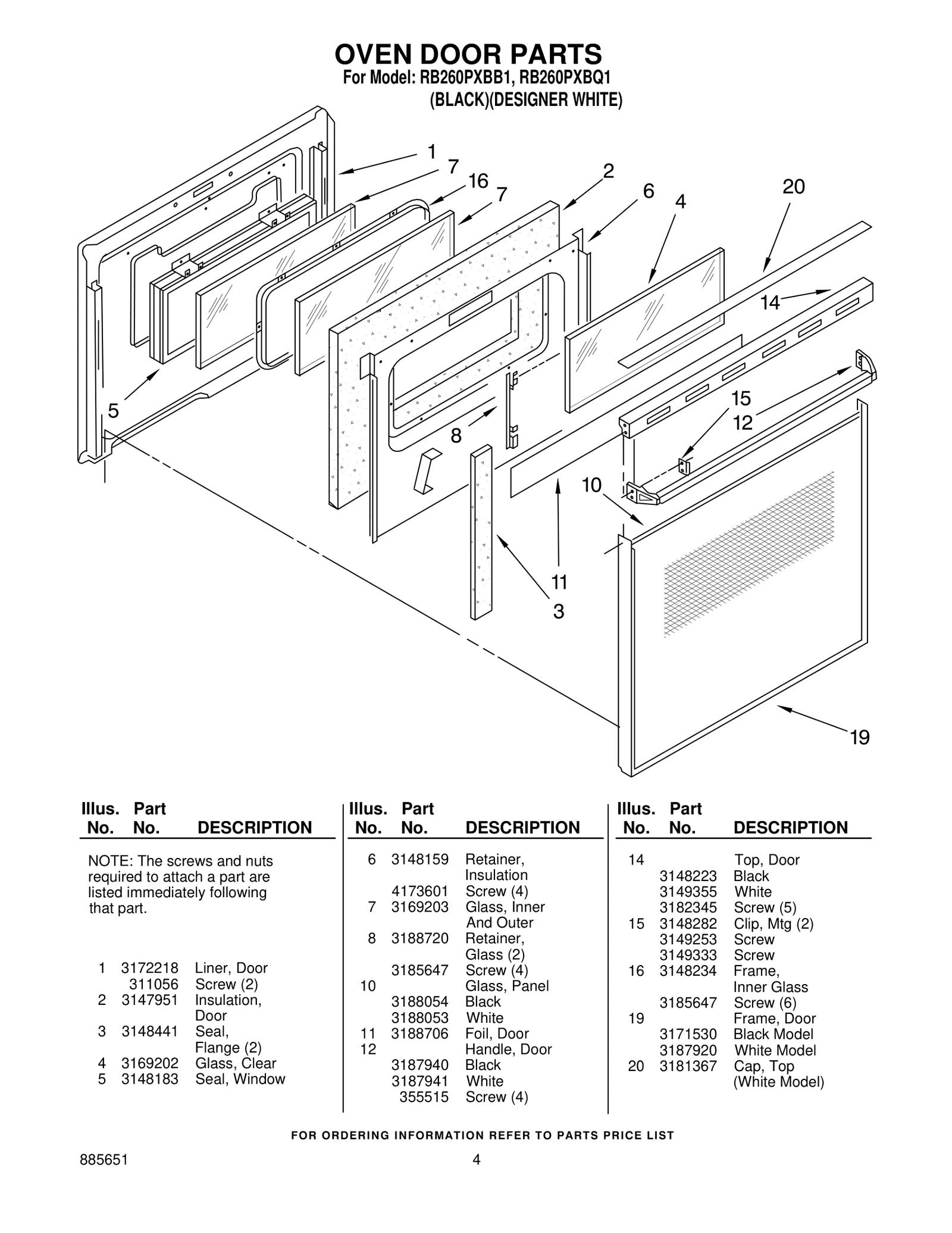 OVEN DOOR PARTS
