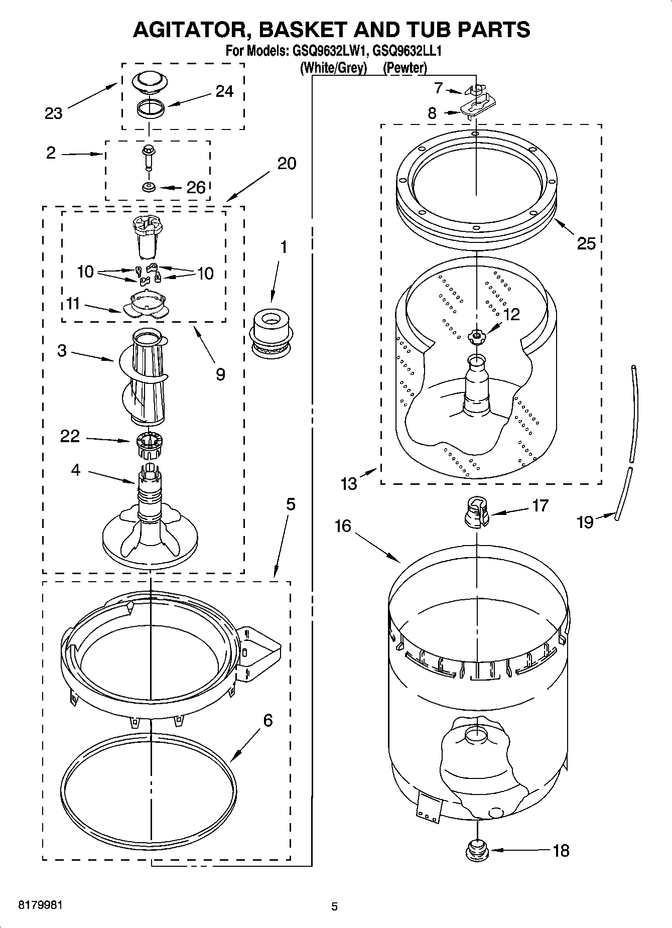 03 - AGITATOR, BASKET AND TUB PARTS
