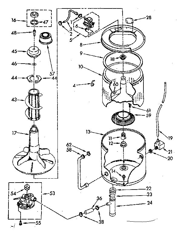 TUB AND BASKET PARTS (NON-SUDS ONLY)