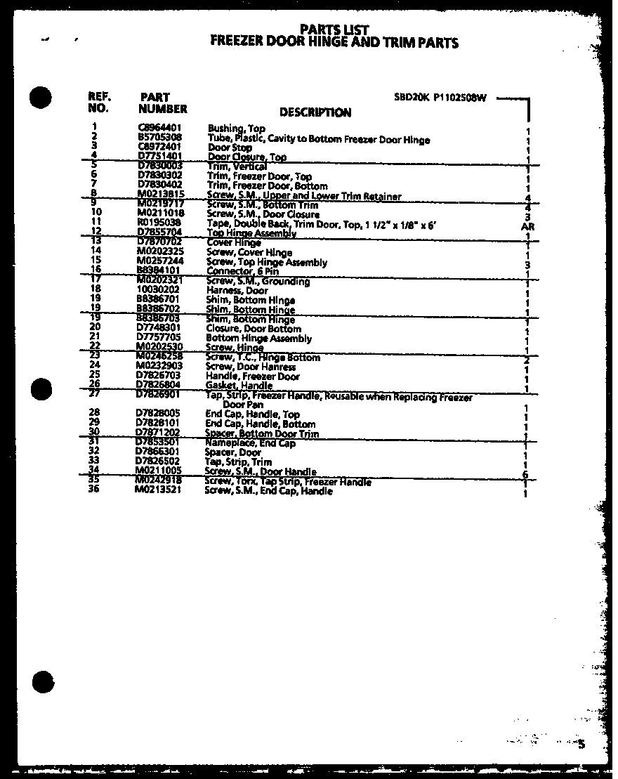 07 - FZ DOOR HINGE AND TRIM PARTS