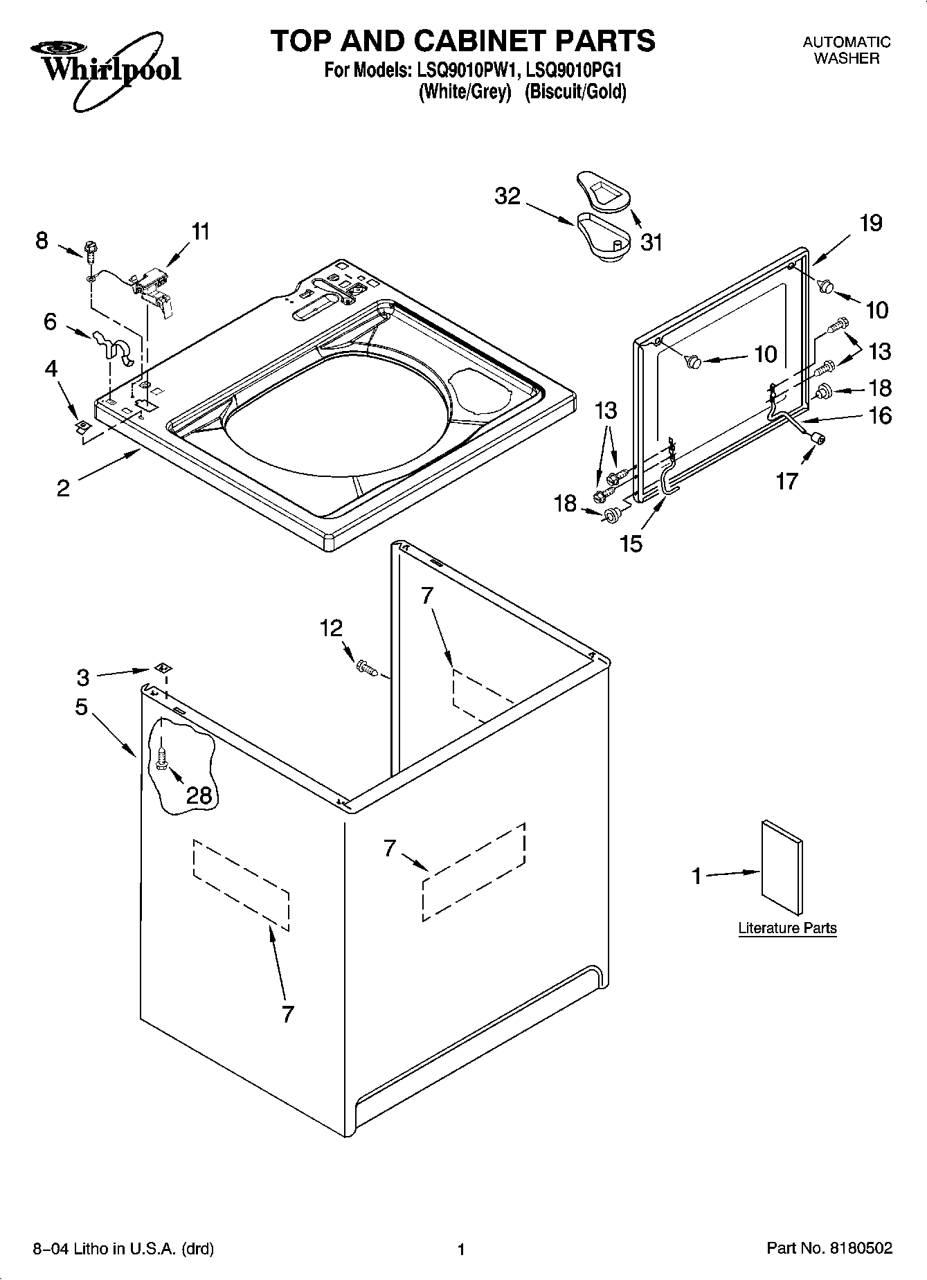 01 - TOP AND CABINET PARTS