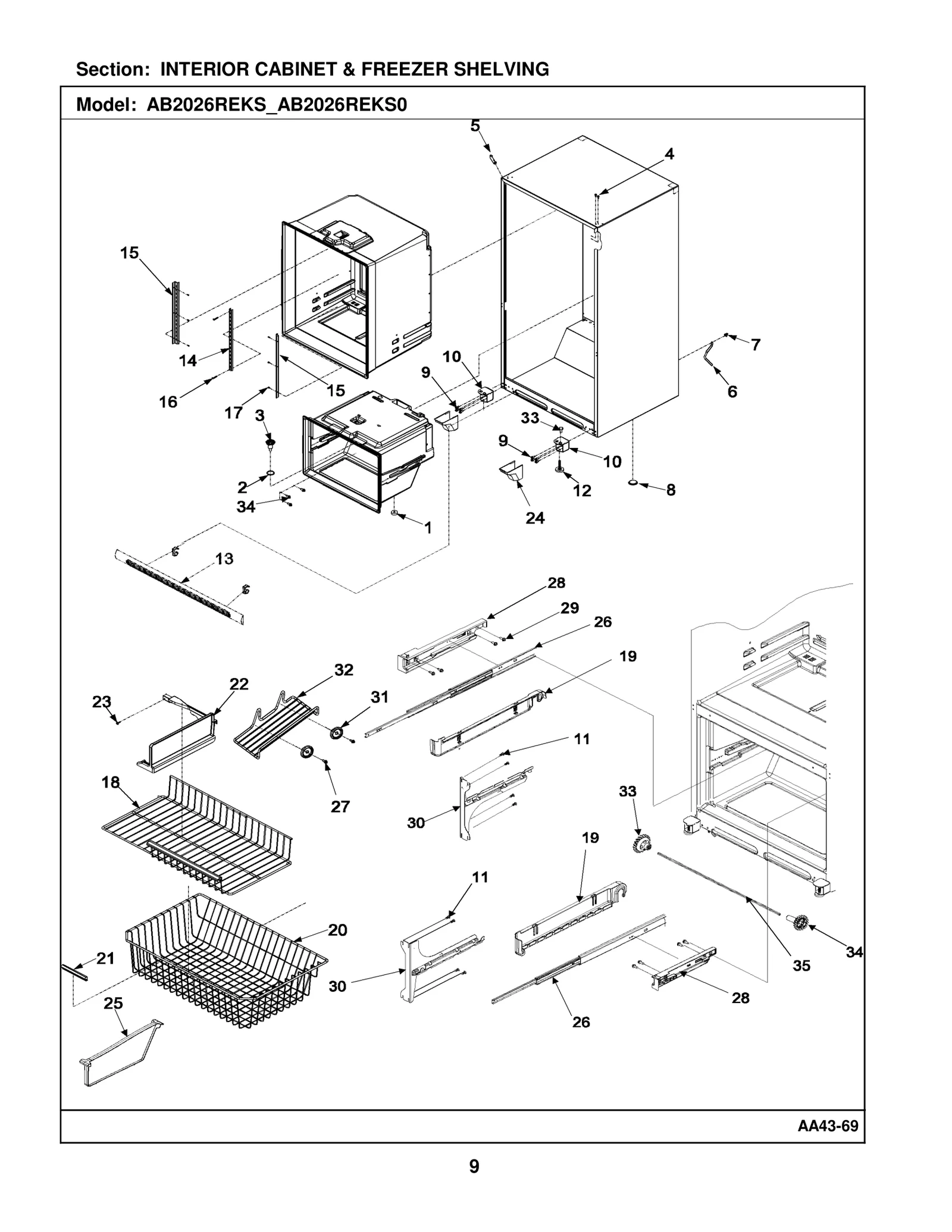 INTERIOR CABINET & FREEZER SHELVING
