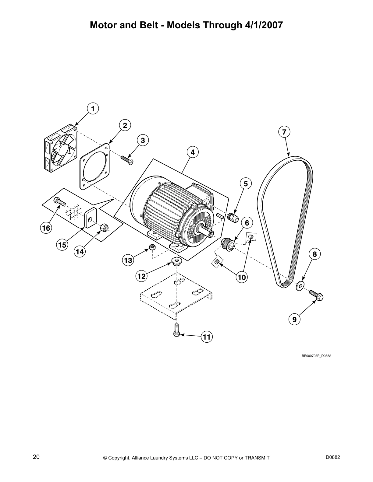Motor and Belt - Models Through 4/1/2007
