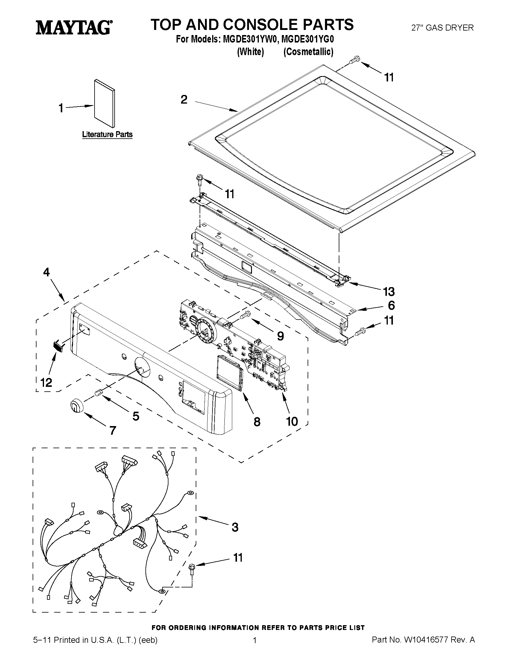 01 - TOP AND CONSOLE PARTS