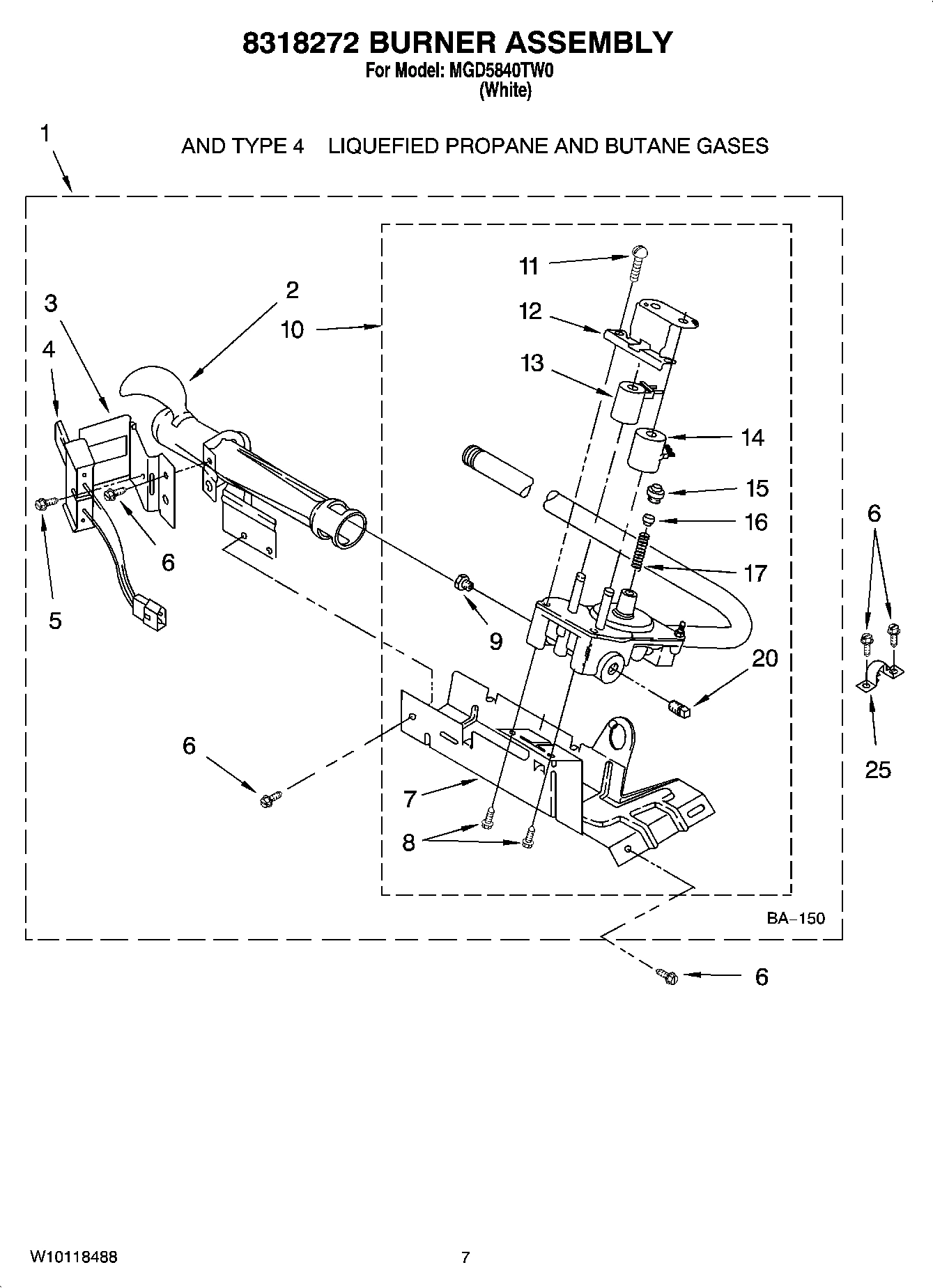 04 - 8318272 BURNER ASSEMBLY, OPTIONAL PARTS (NOT INCLUDED)
