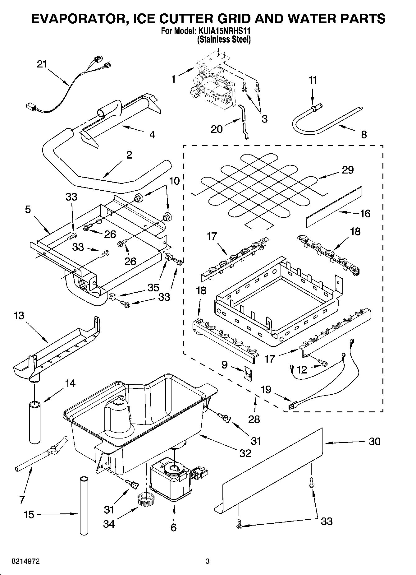 02 - EVAPORATOR, ICE CUTTER GRID AND WATER PARTS
