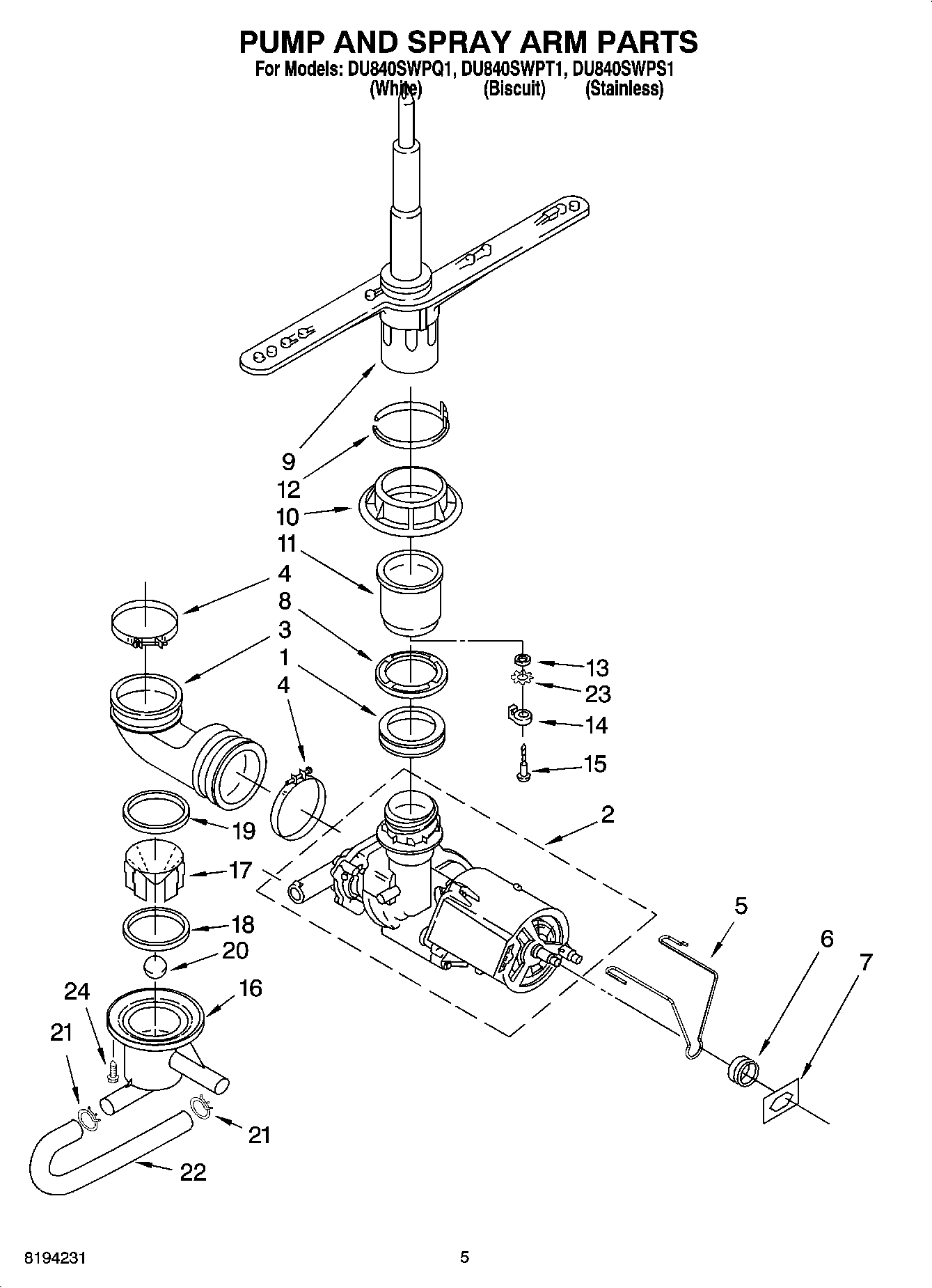 04 - PUMP AND SPRAY ARM PARTS