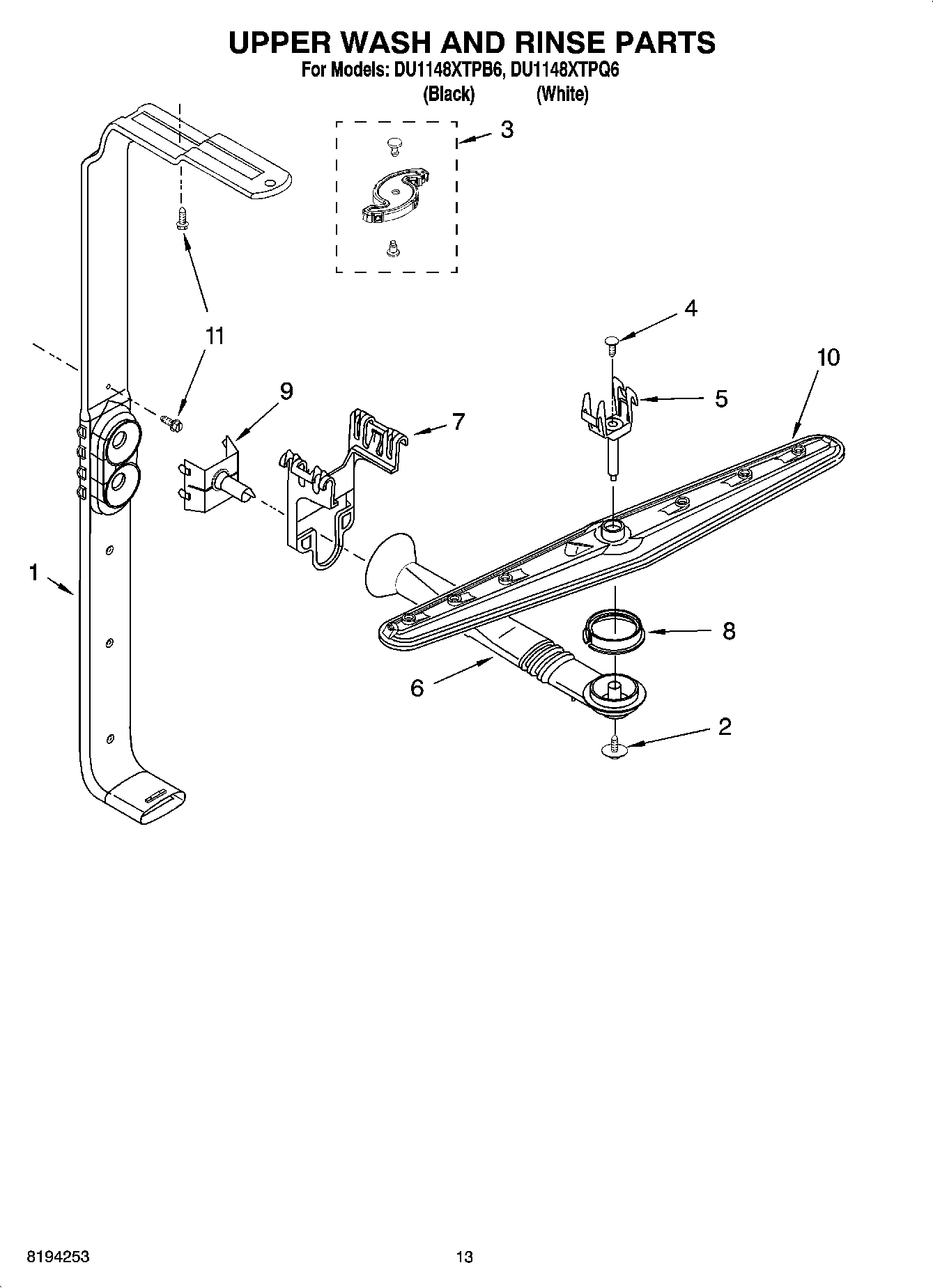 10 - UPPER WASH AND RINSE PARTS