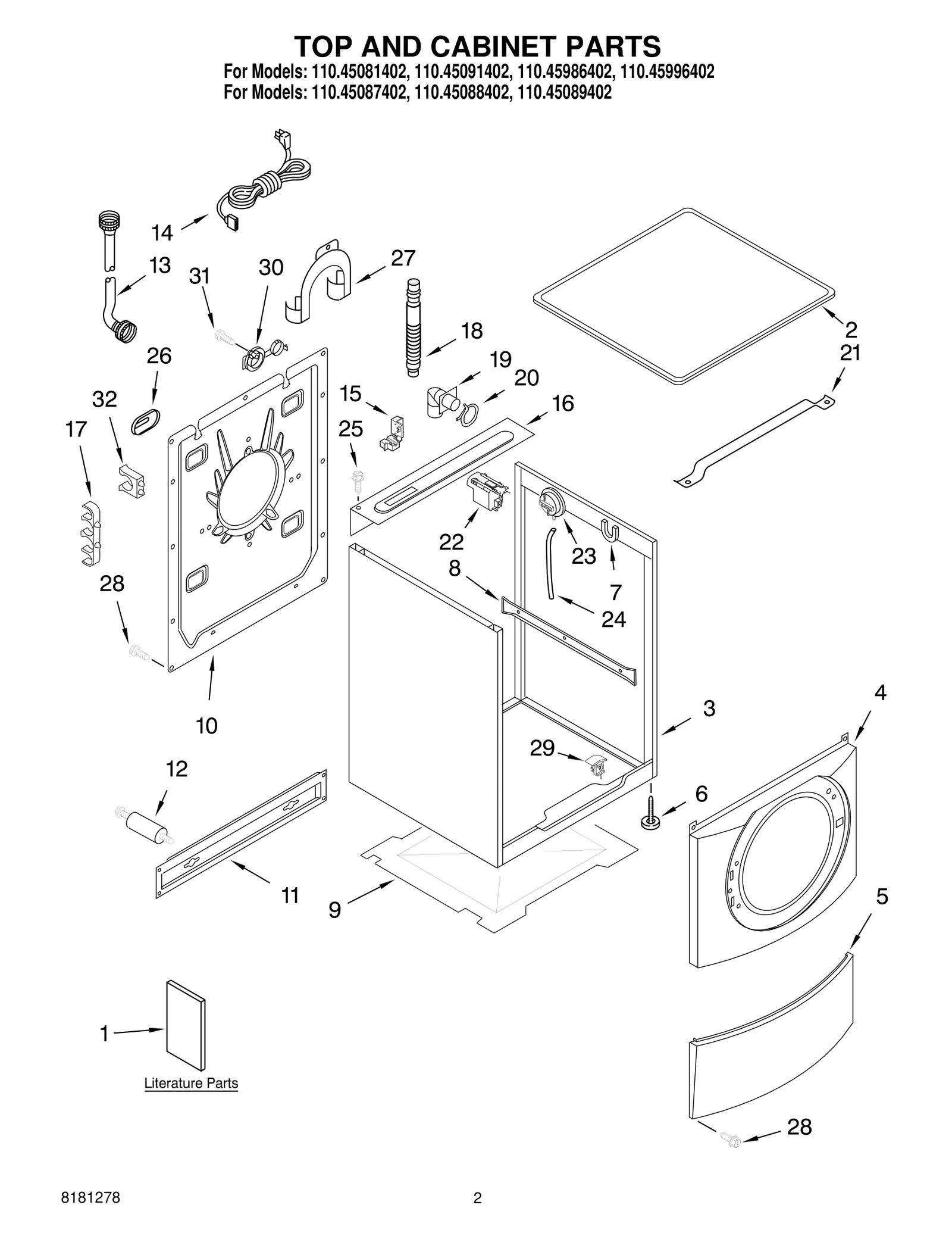 TOP AND CABINET PARTS
