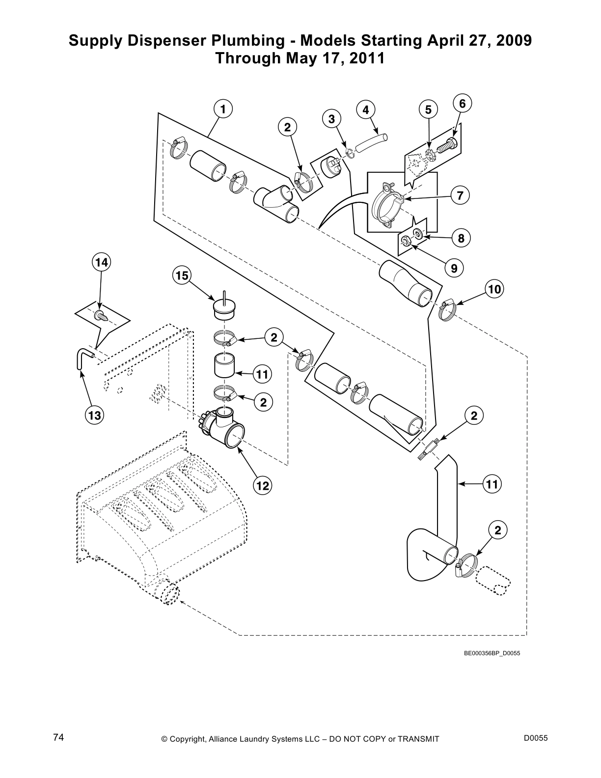 Supply Dispenser Plumbing - Models Starting April 27, 2009 
Through May 17, 2011