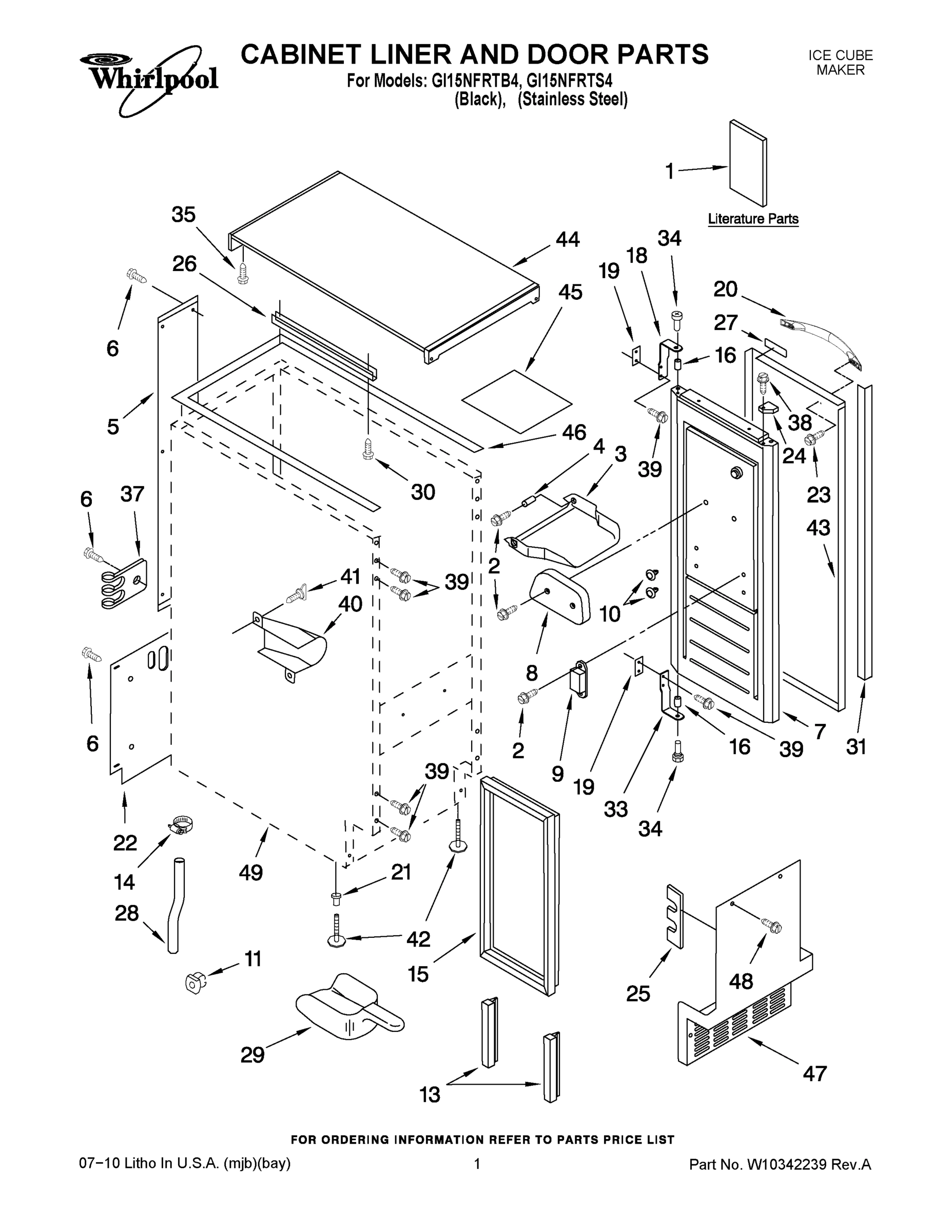 01 - CABINET LINER AND DOOR PARTS