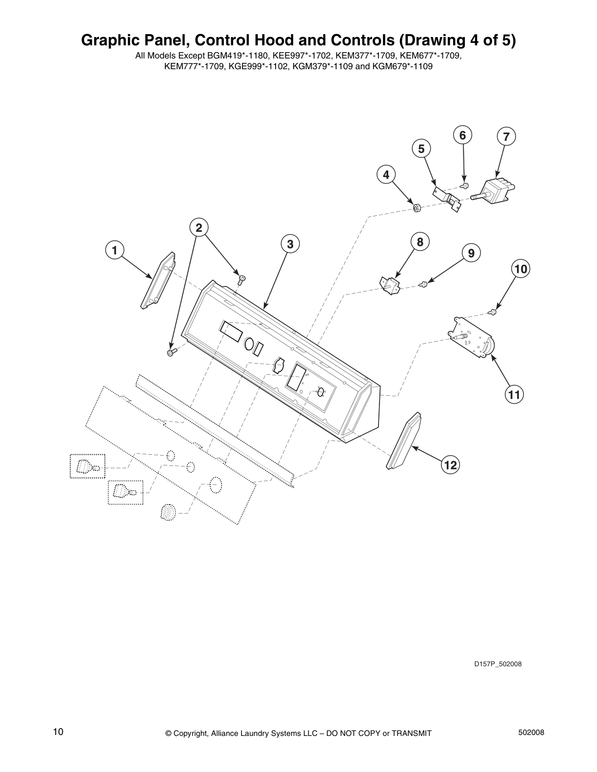 Graphic Panel, Control Hood and Controls (Drawing 4 of 5)
