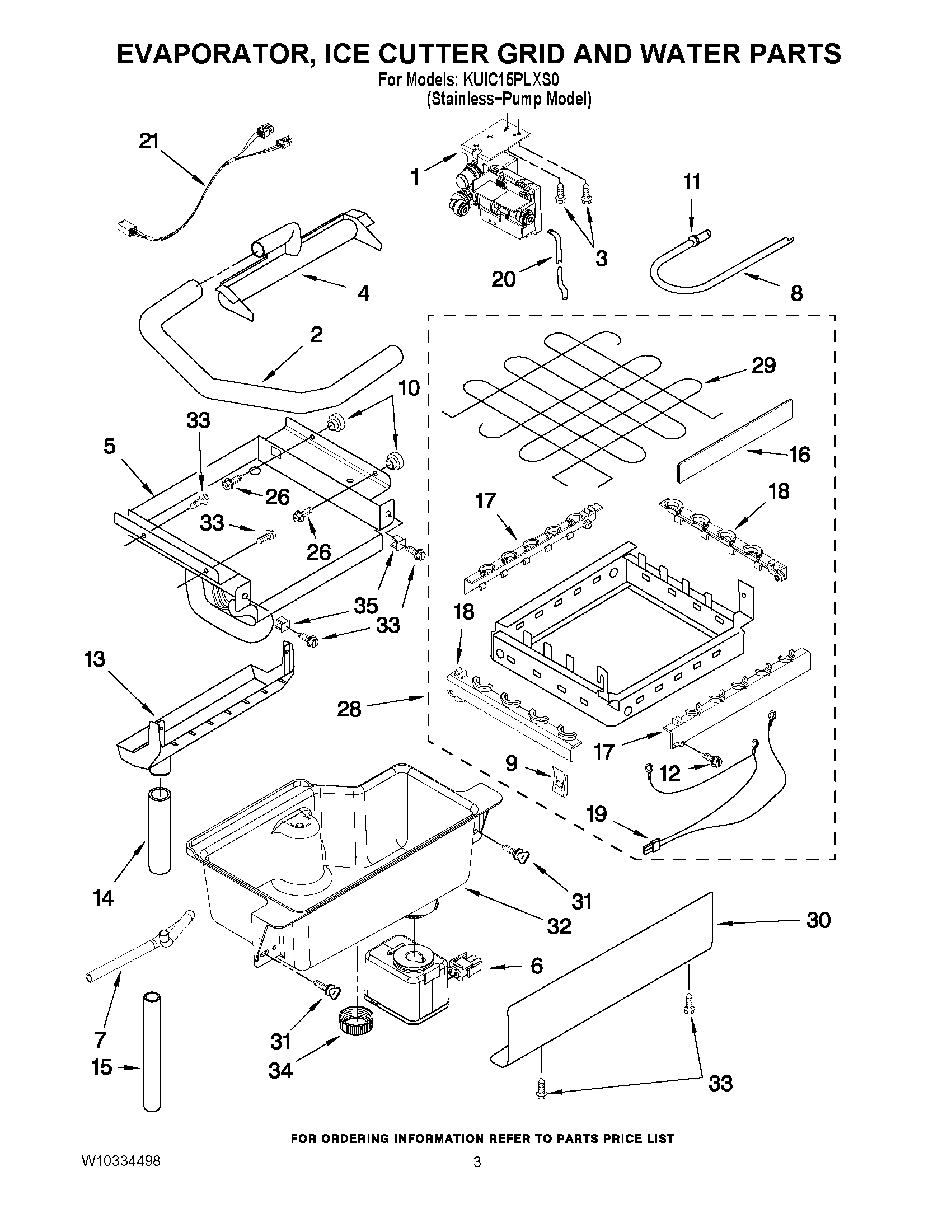 02 - EVAPORATOR, ICE CUTTER GRID AND WATER PARTS