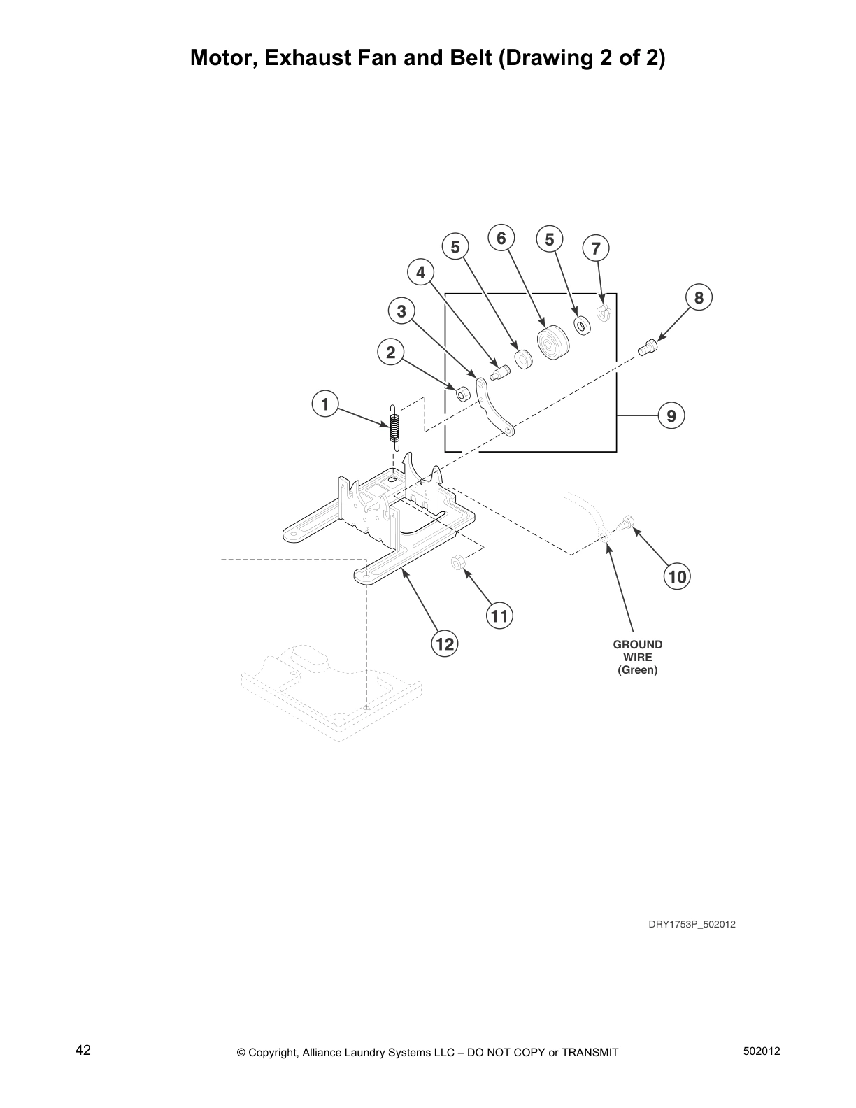 Motor, Exhaust Fan and Belt (Drawing 2 of 2)