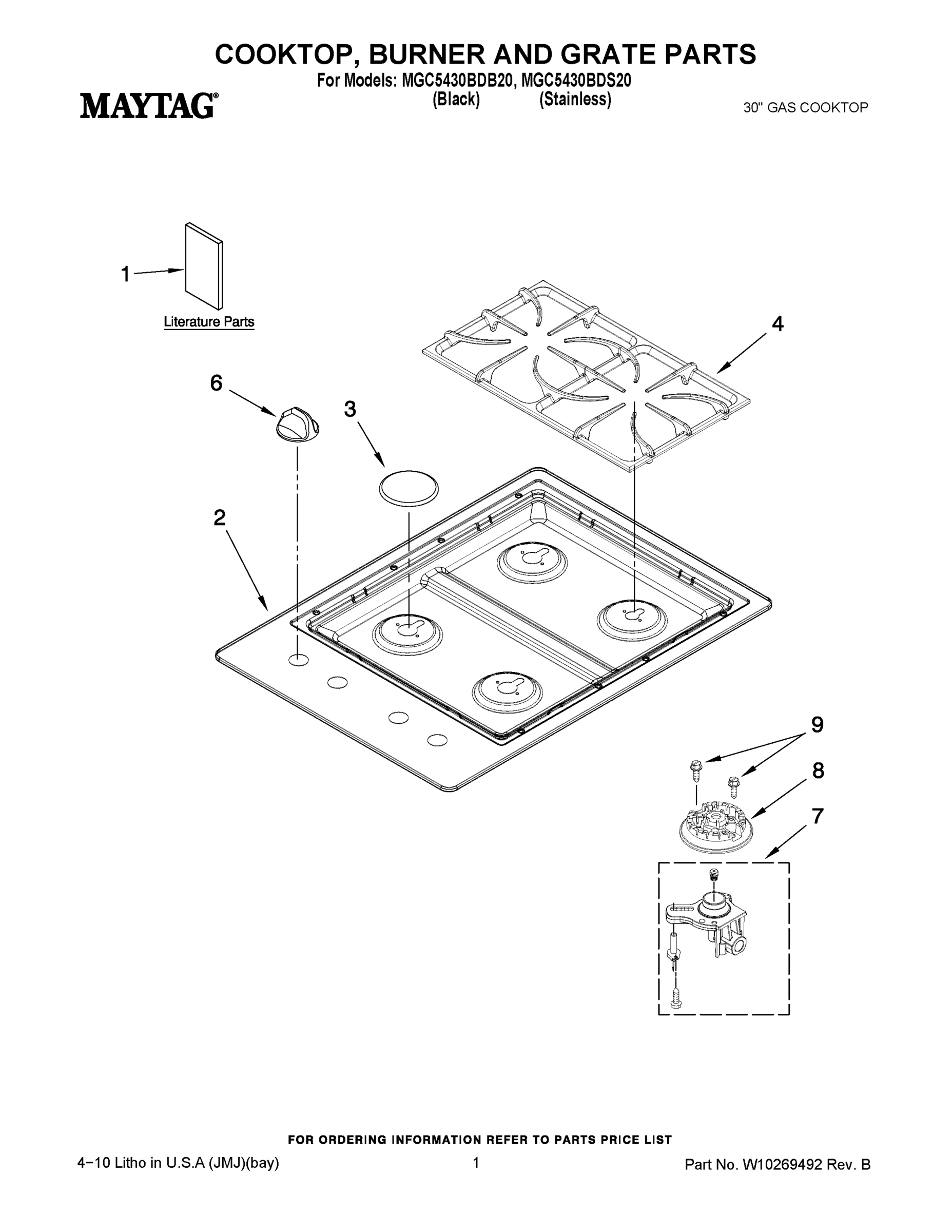 01 - COOKTOP, BURNER AND GRATE PARTS