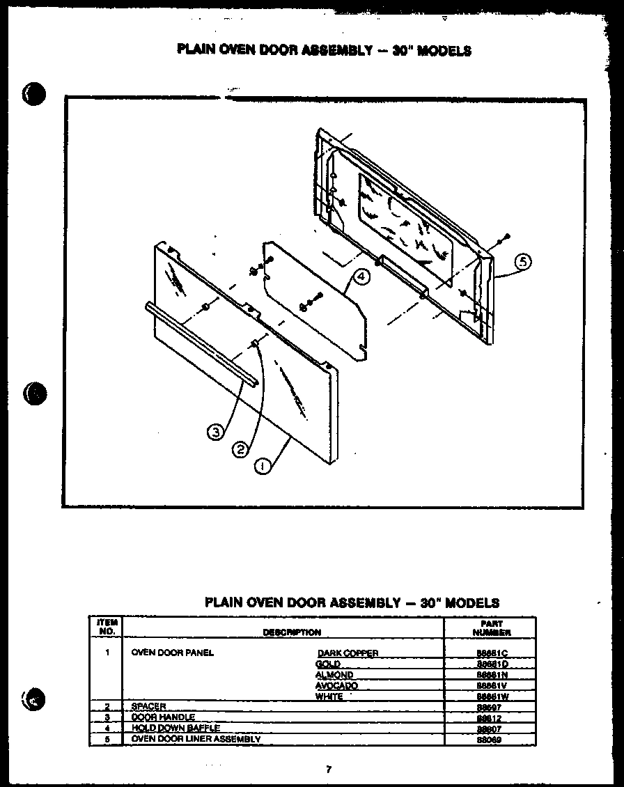 05 - PLAIN OVEN DOOR ASSY - 30`` MODELS