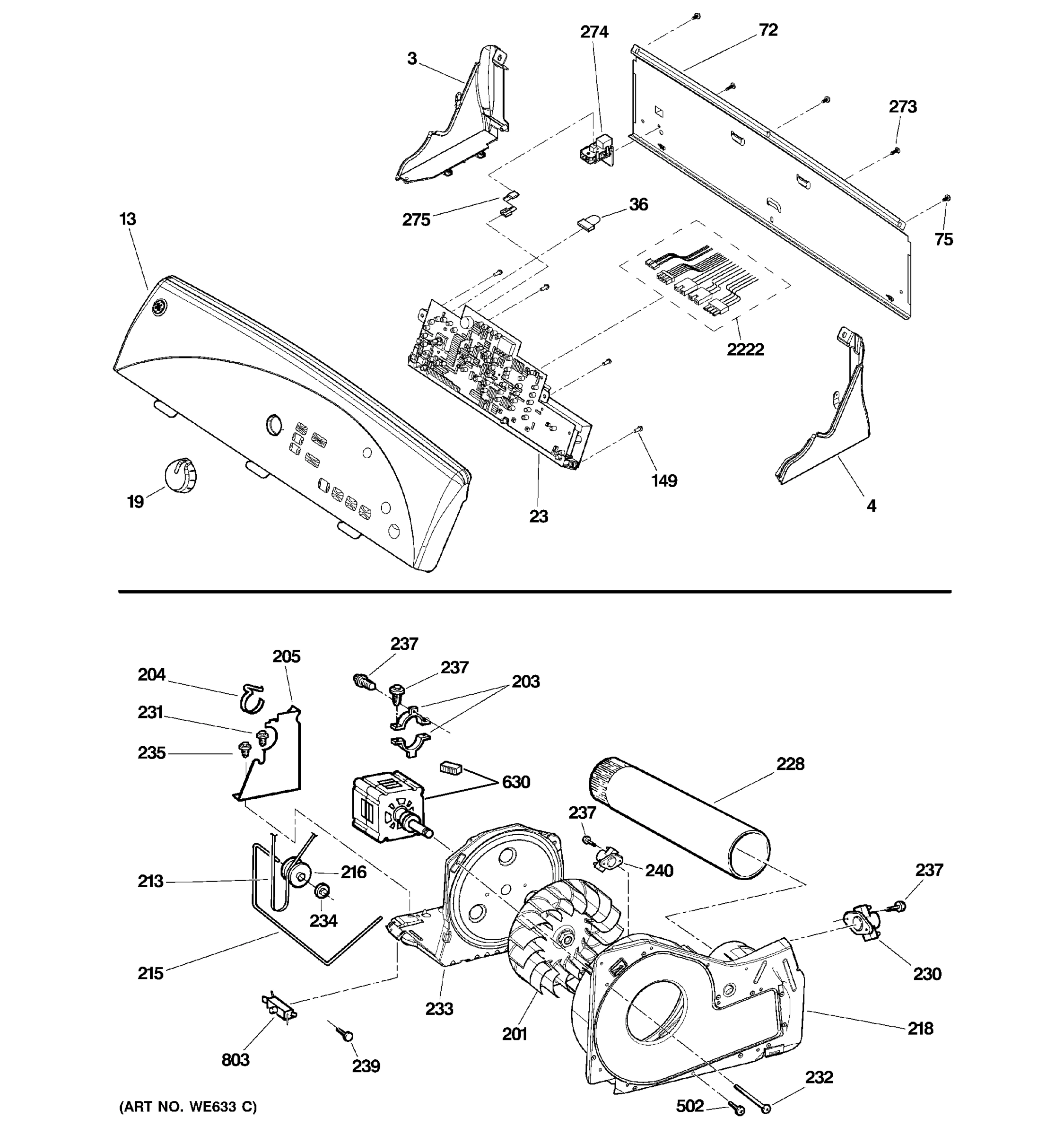 BACKSPLASH, BLOWER & MOTOR ASSEMBLY