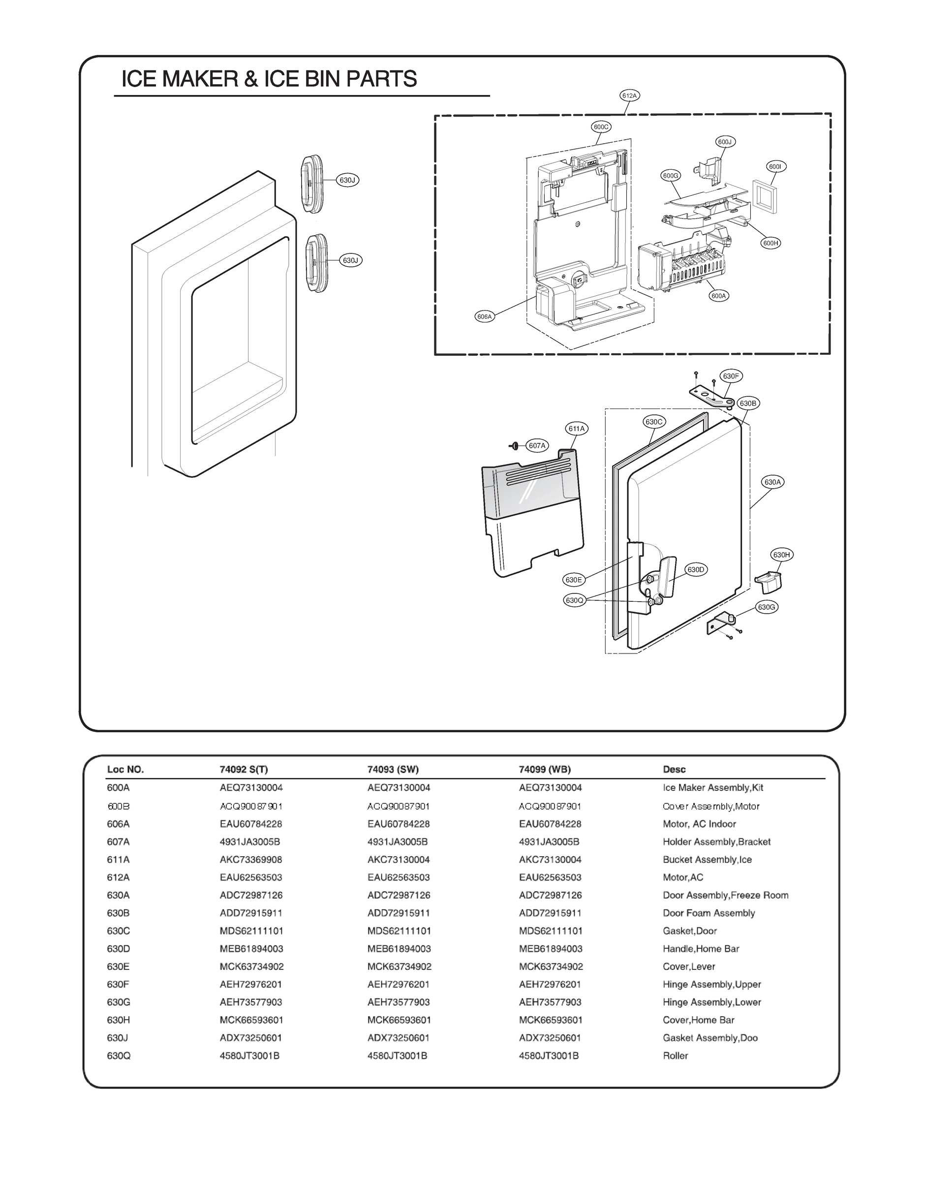 ICEMAKER & ICE BIN PARTS