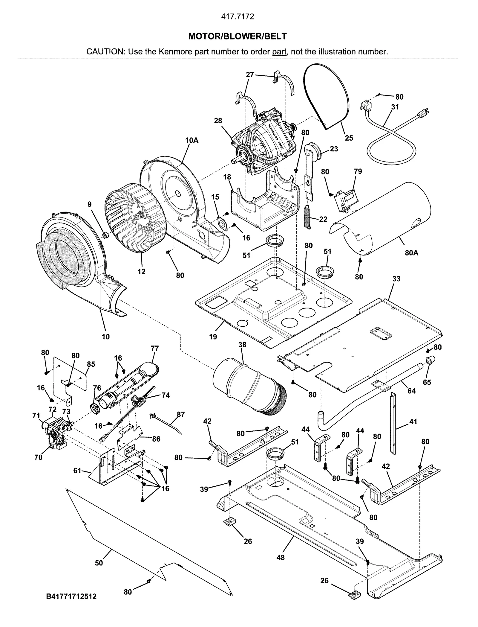 MOTOR/BLOWER/BELT