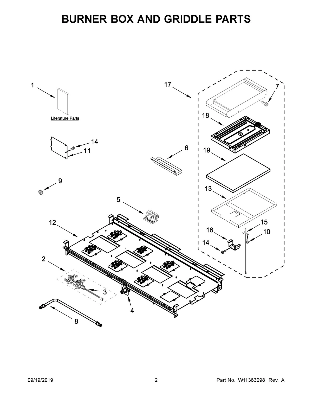02 - BURNER BOX AND GRIDDLE PARTS