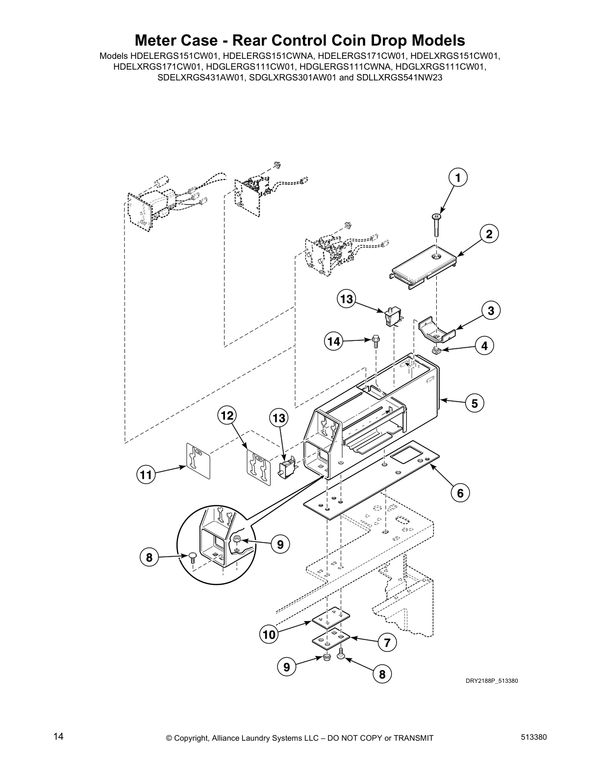 Meter Case - Rear Control Coin Drop Models