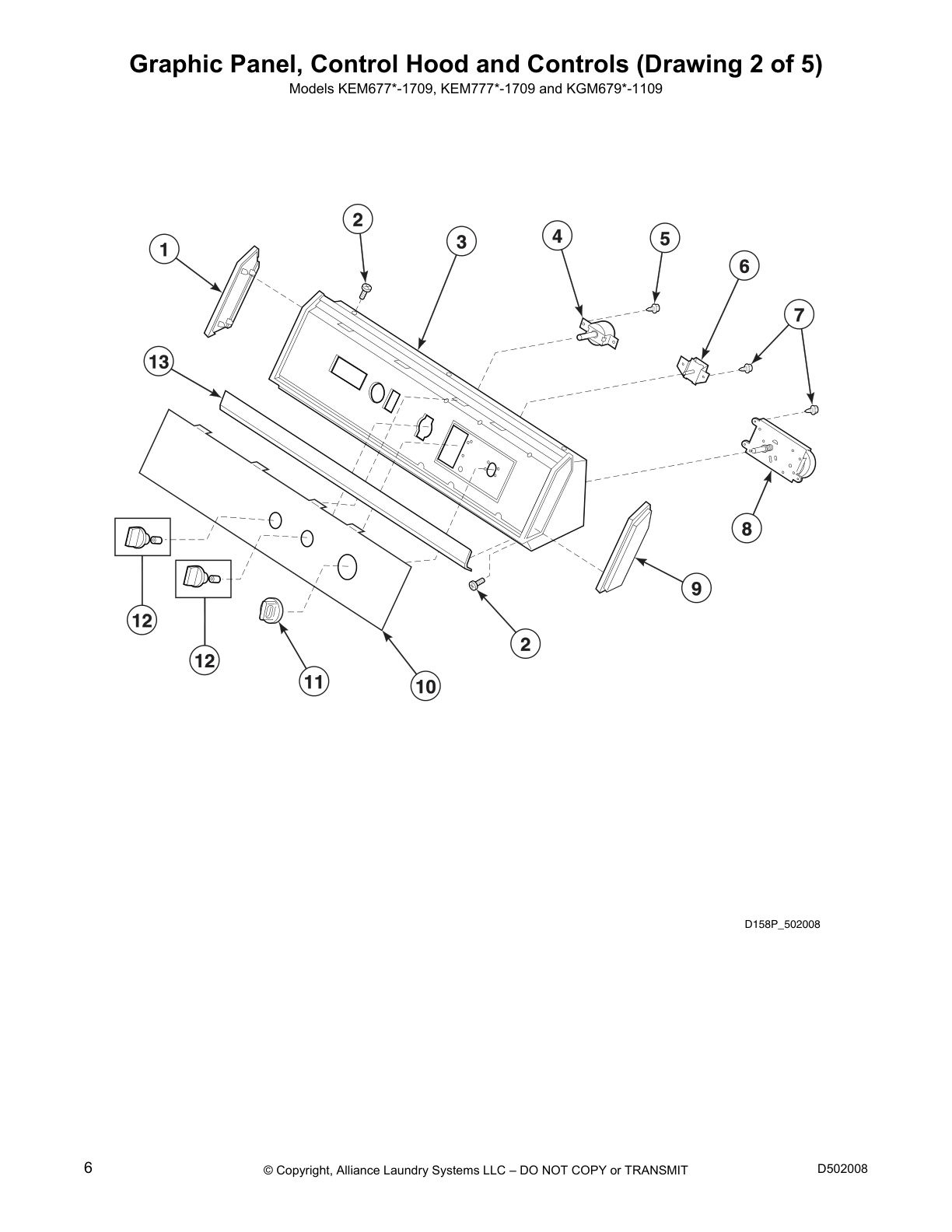 Graphic Panel, Control Hood and Controls (Drawing 2 of 5)