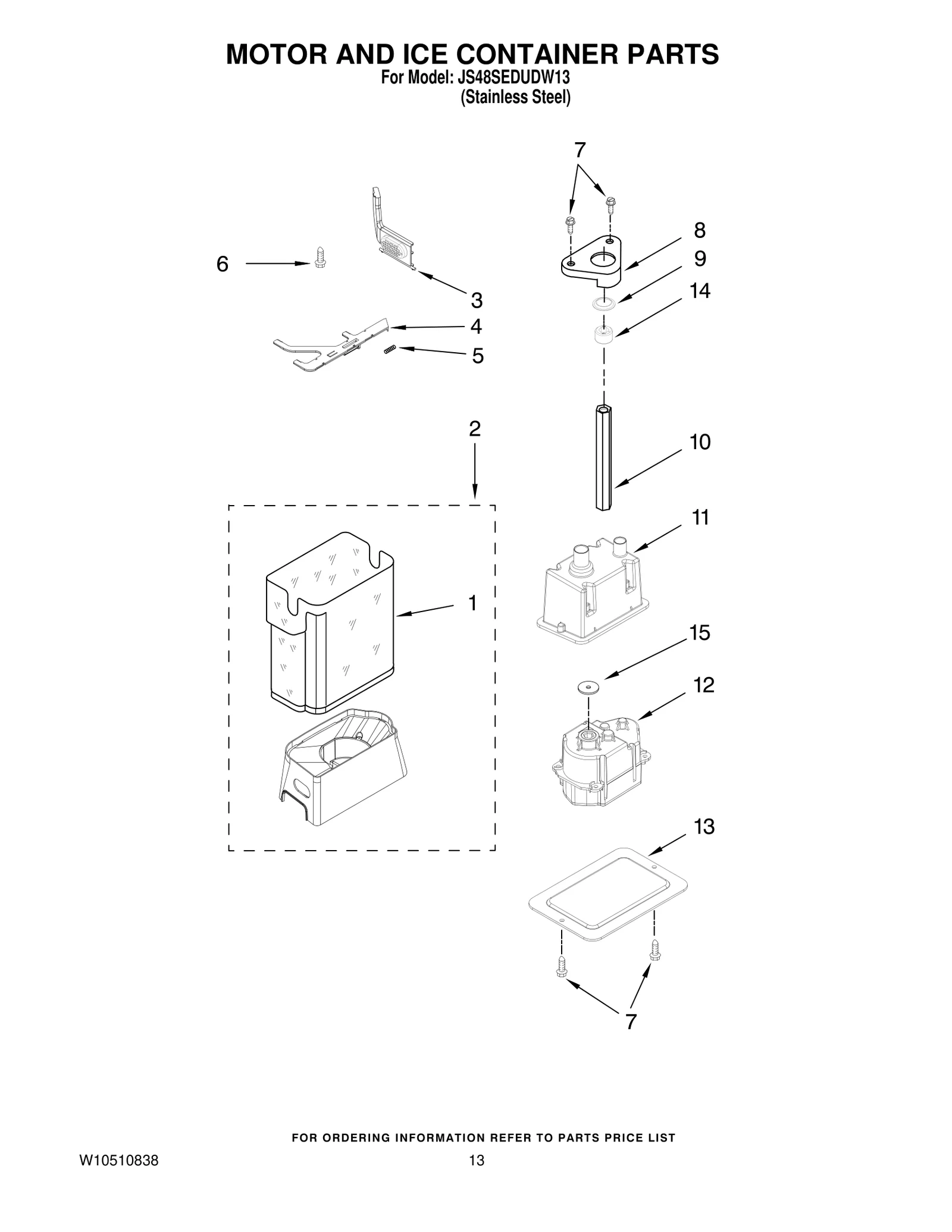 MOTOR AND ICE CONTAINER PARTS
