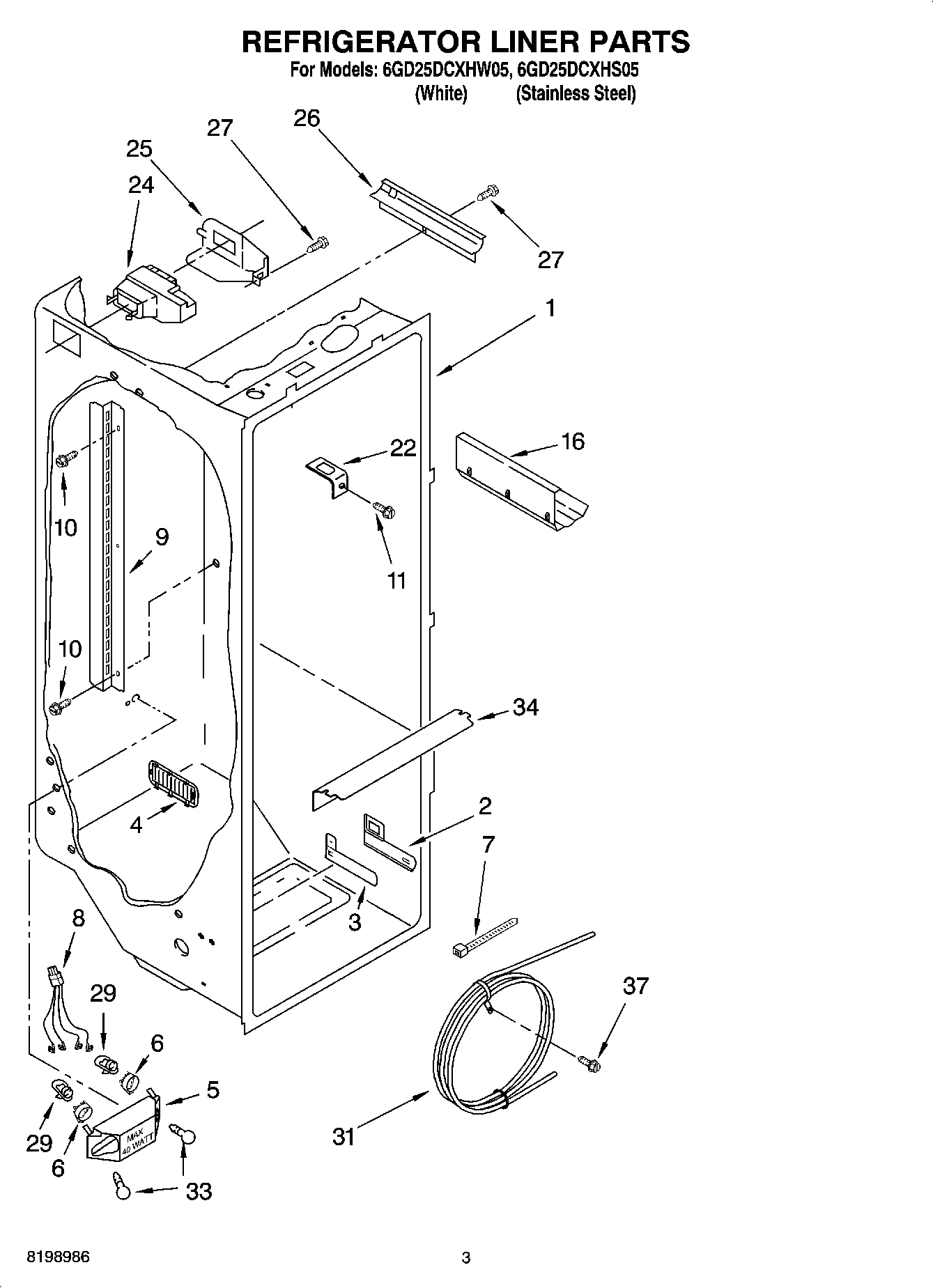02 - REFRIGERATOR LINER PARTS