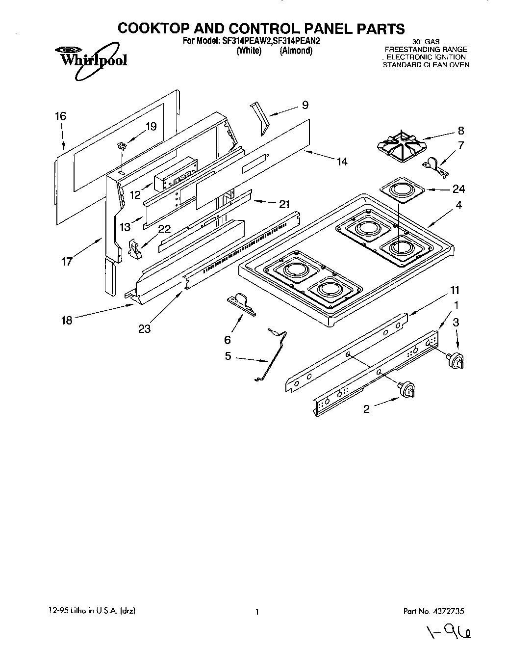 01 - COOKTOP AND CONTROL PANEL, LITERATURE