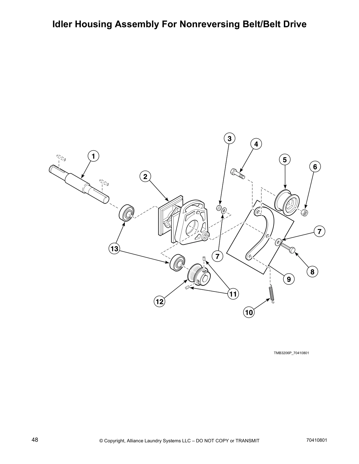 Idler Housing Assembly For Nonreversing Belt/Belt Drive