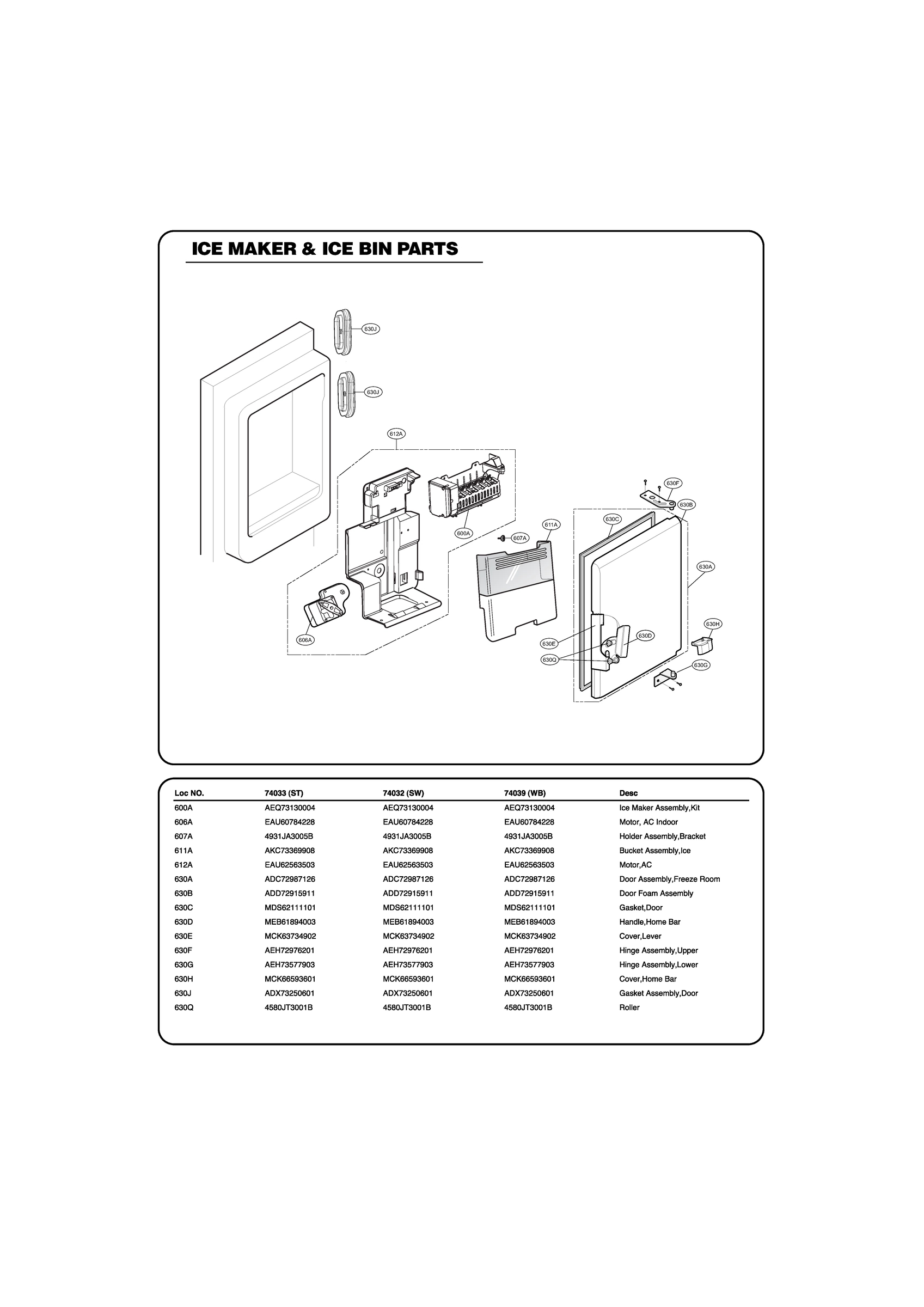 ICE MAKER & ICE BIN PARTS