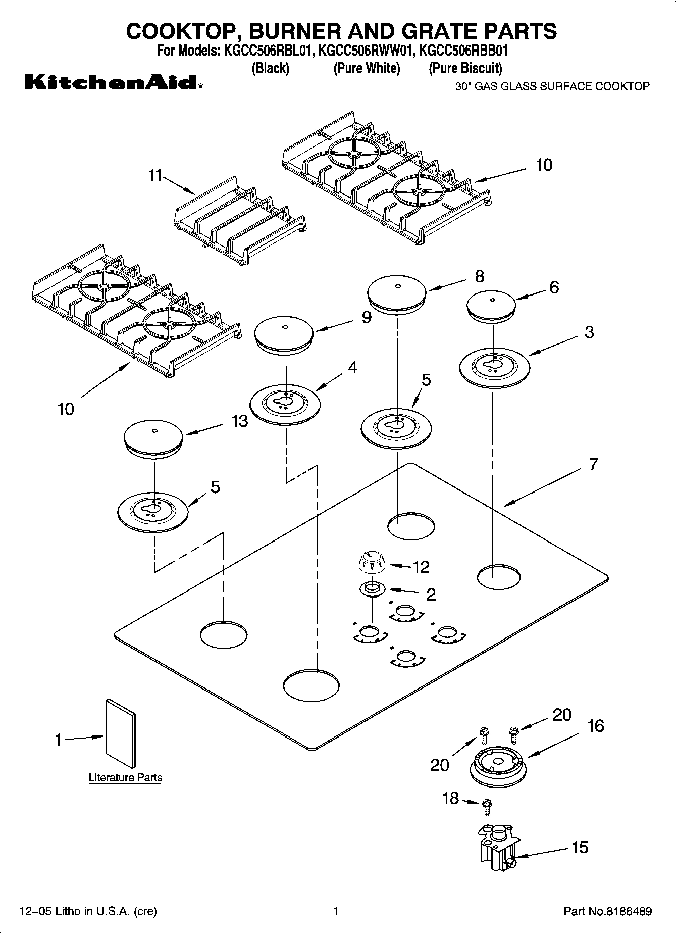 01 - COOKTOP, BURNER AND GRATE PARTS