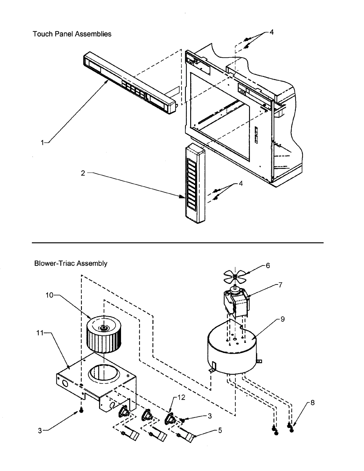 TOUCH PANEL & BLOWER-TRIAC ASSEMBLY