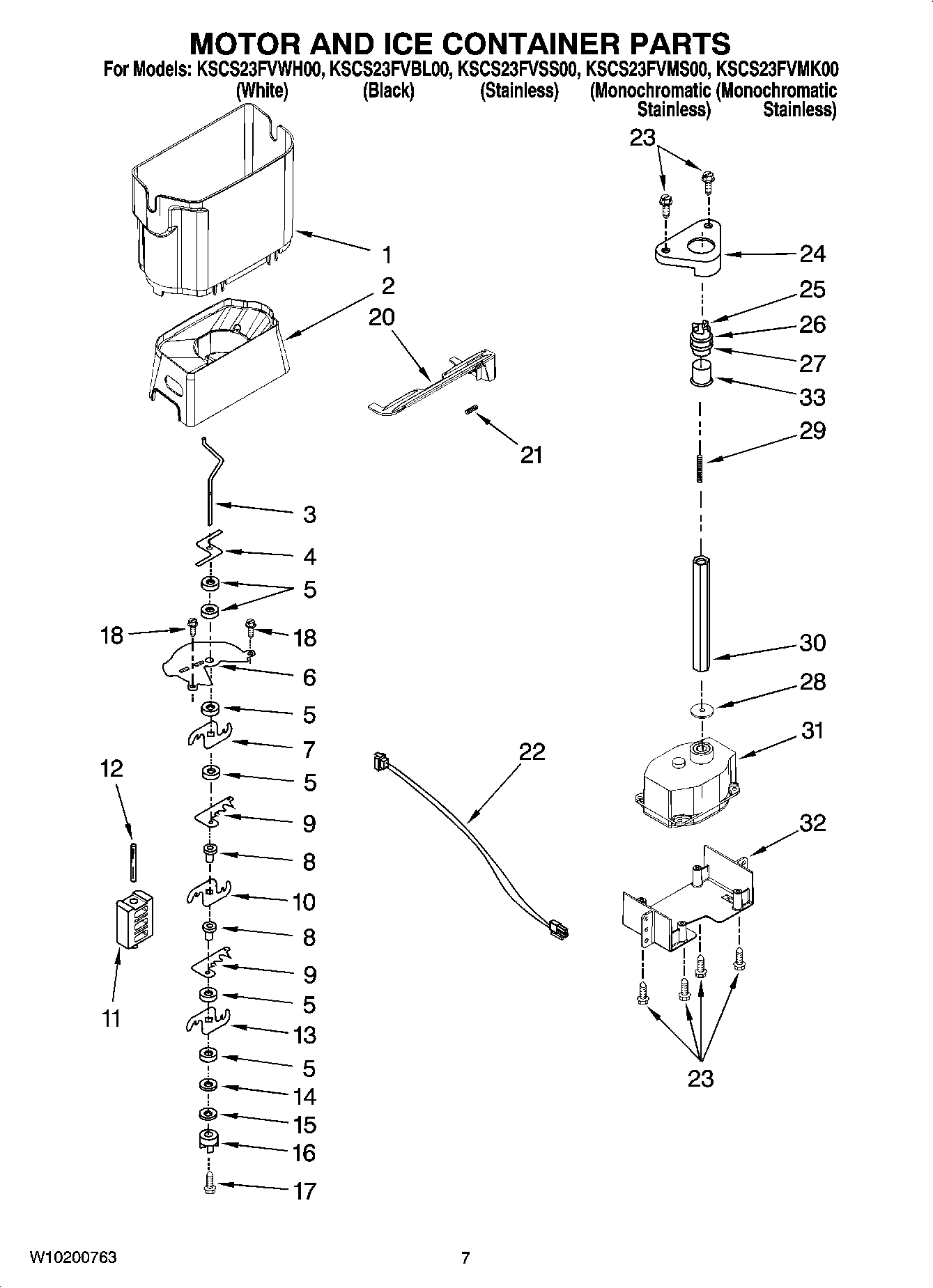 05 - MOTOR AND ICE CONTAINER PARTS