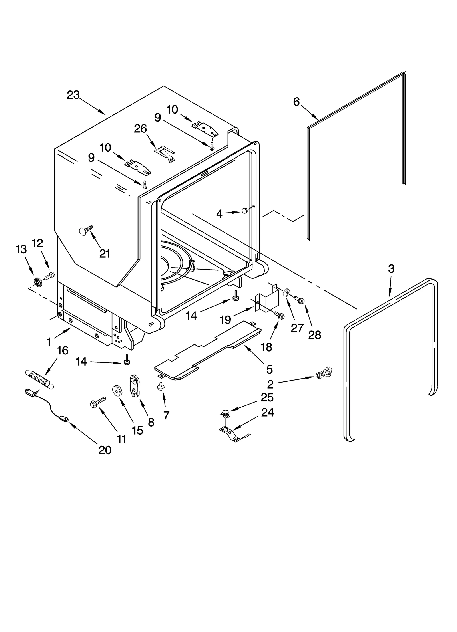 TUB AND FRAME PARTS