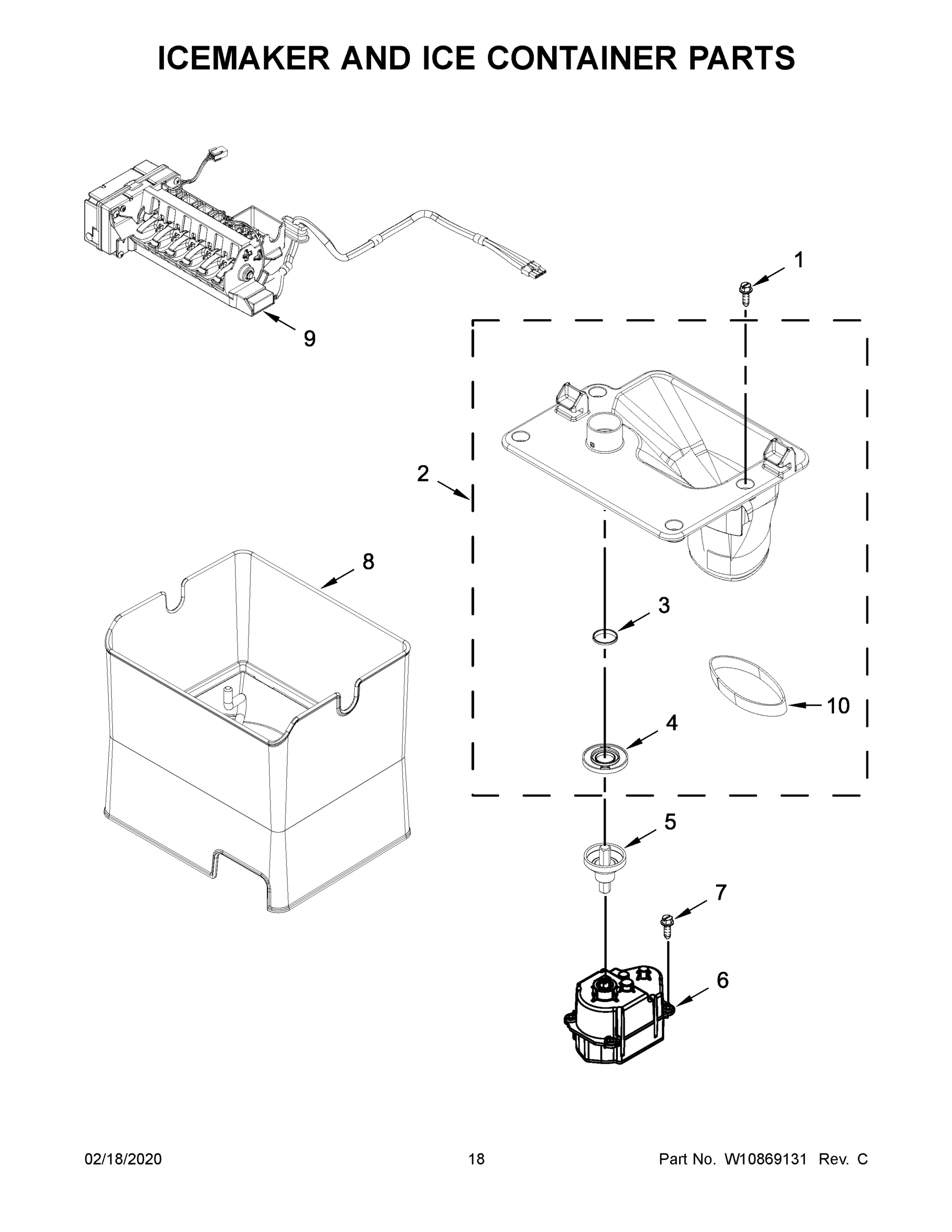 10 - ICEMAKER AND ICE CONTAINER PARTS