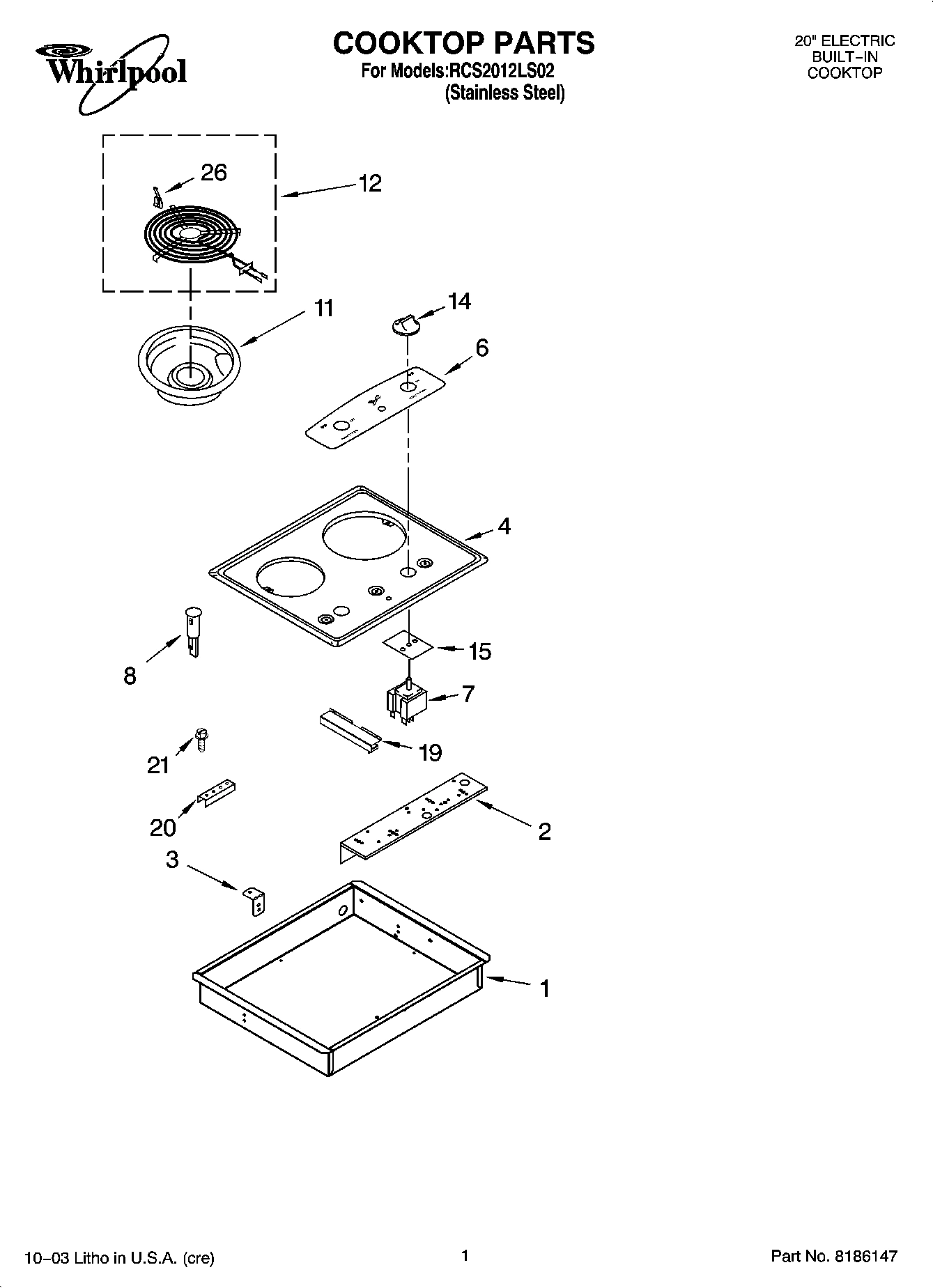01 - COOKTOP PARTS, MISCELLANEOUS PARTS
