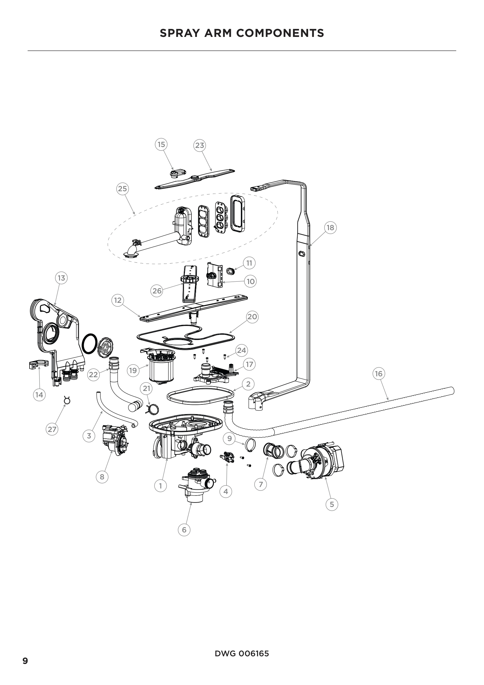 SPRAY ARM COMPONENTS