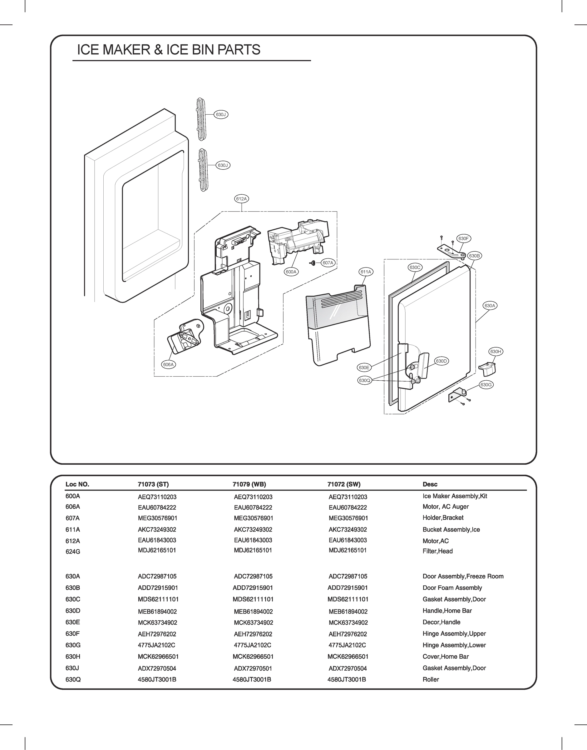 ICE MAKER & ICE BIN PARTS