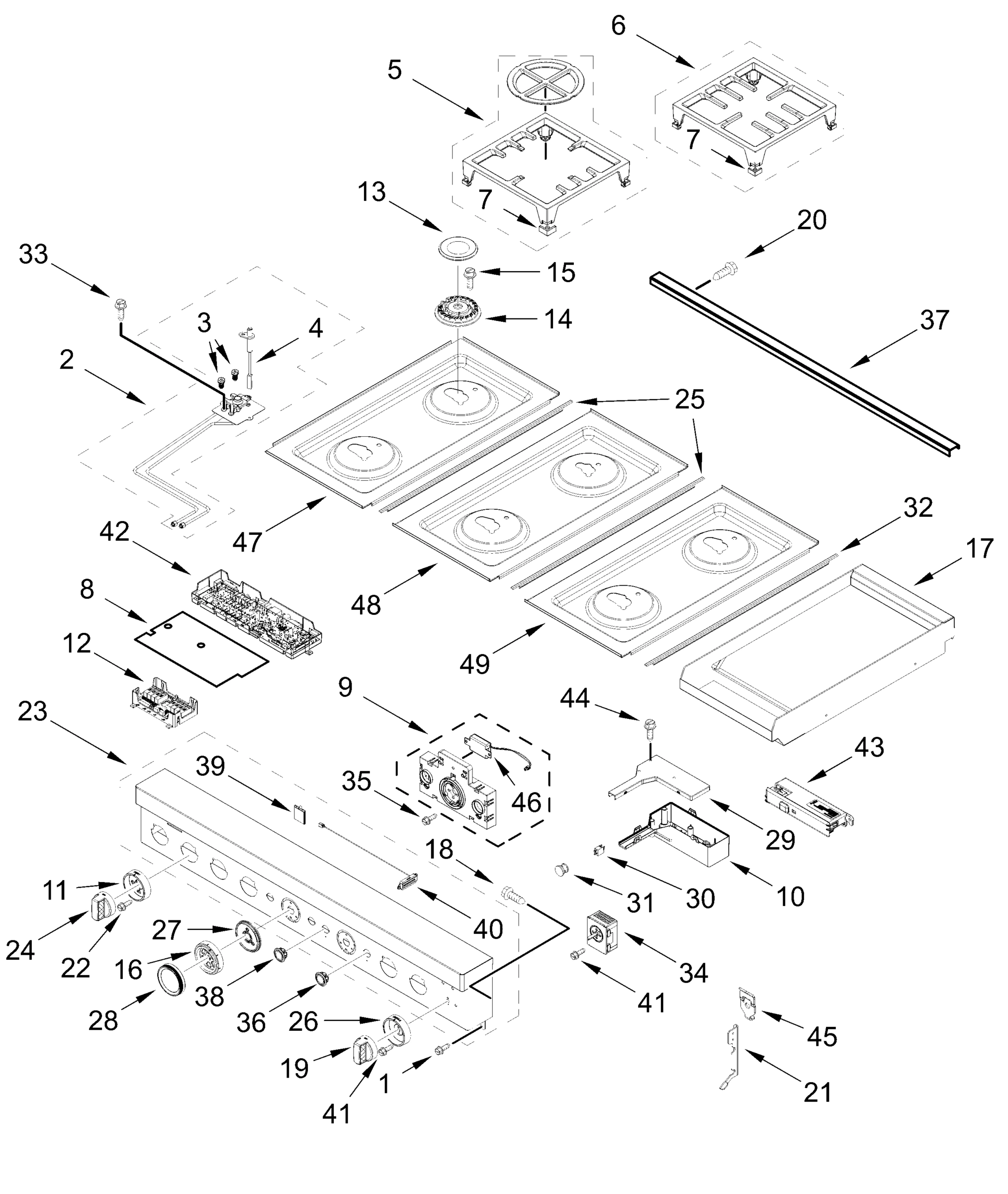 COOKTOP, BURNER AND GRATE PARTS