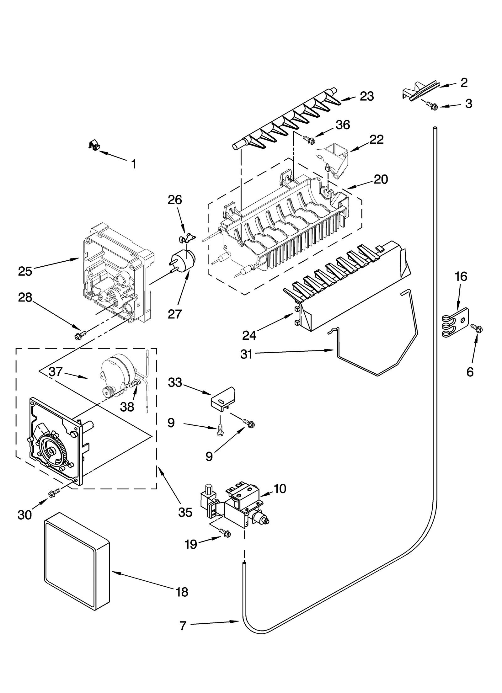 ICEMAKER PARTS, OPTIONAL PARTS (NOT INCLUDED)