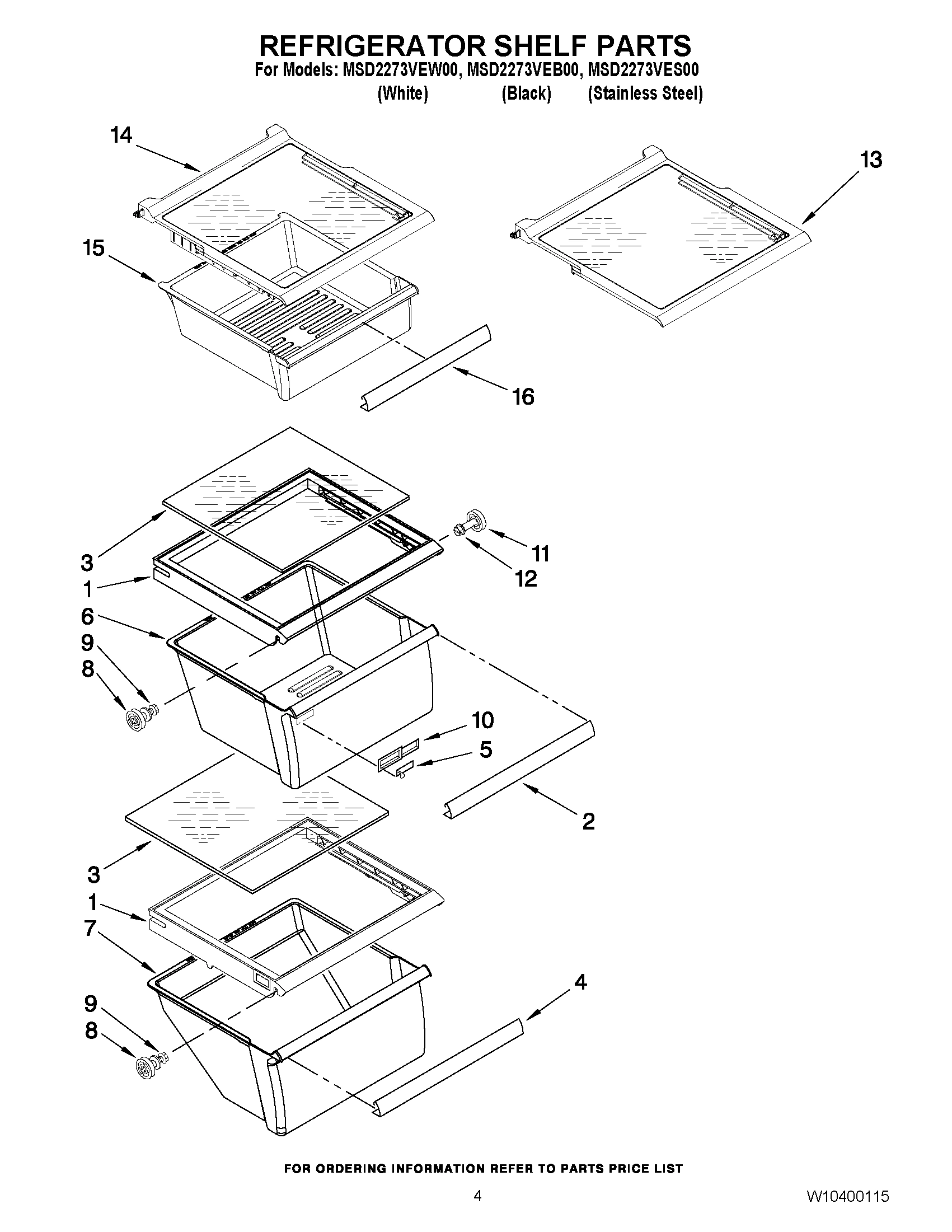 03 - REFRIGERATOR SHELF PARTS