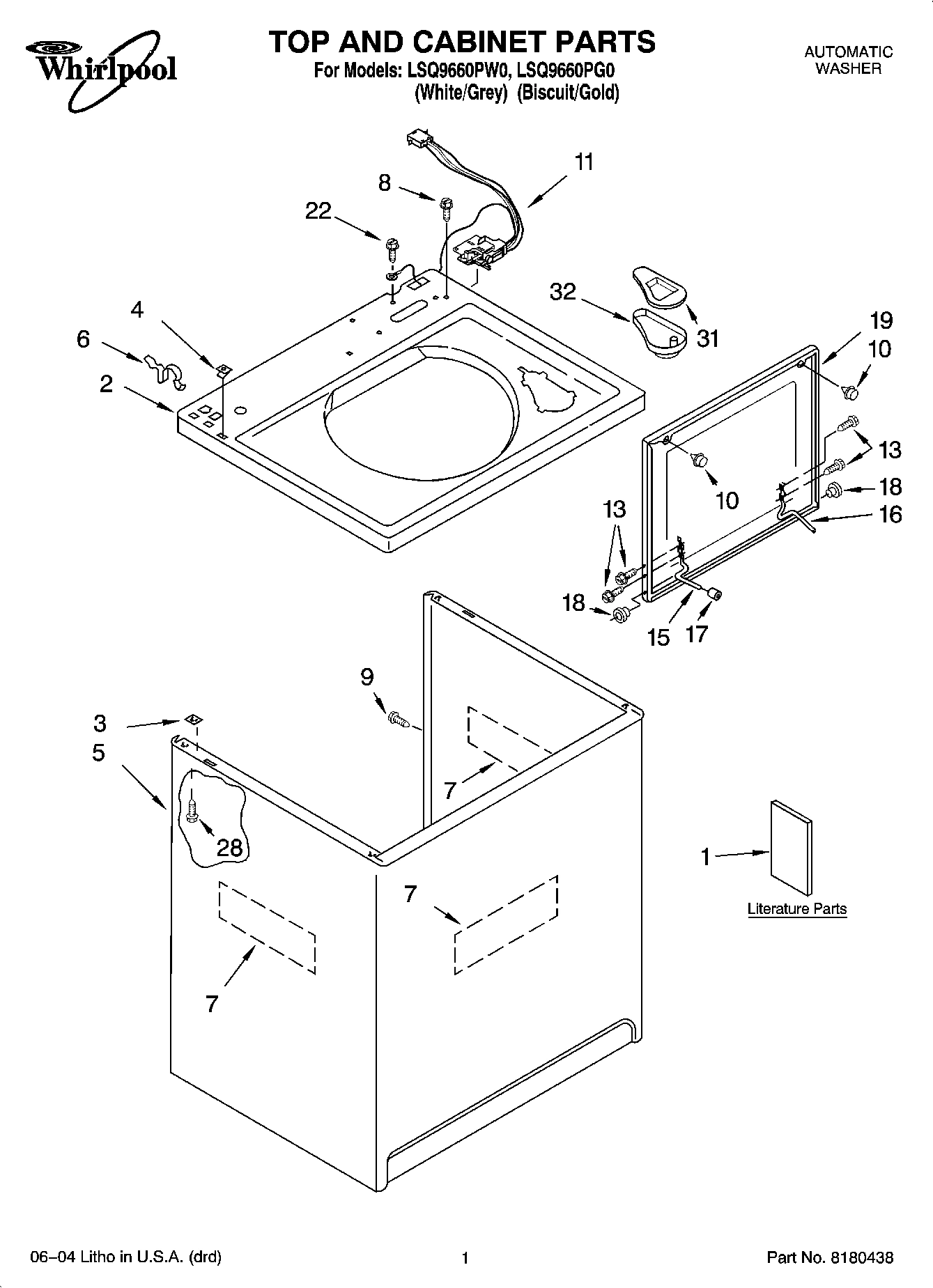01 - TOP AND CABINET PARTS