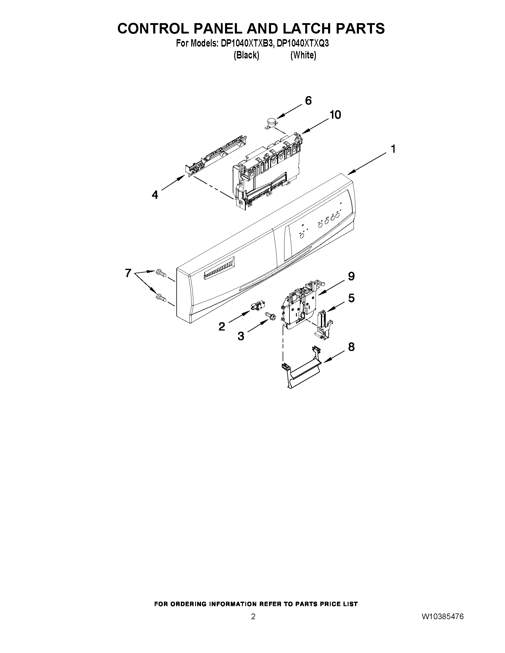 02 - CONTROL PANEL AND LATCH PARTS